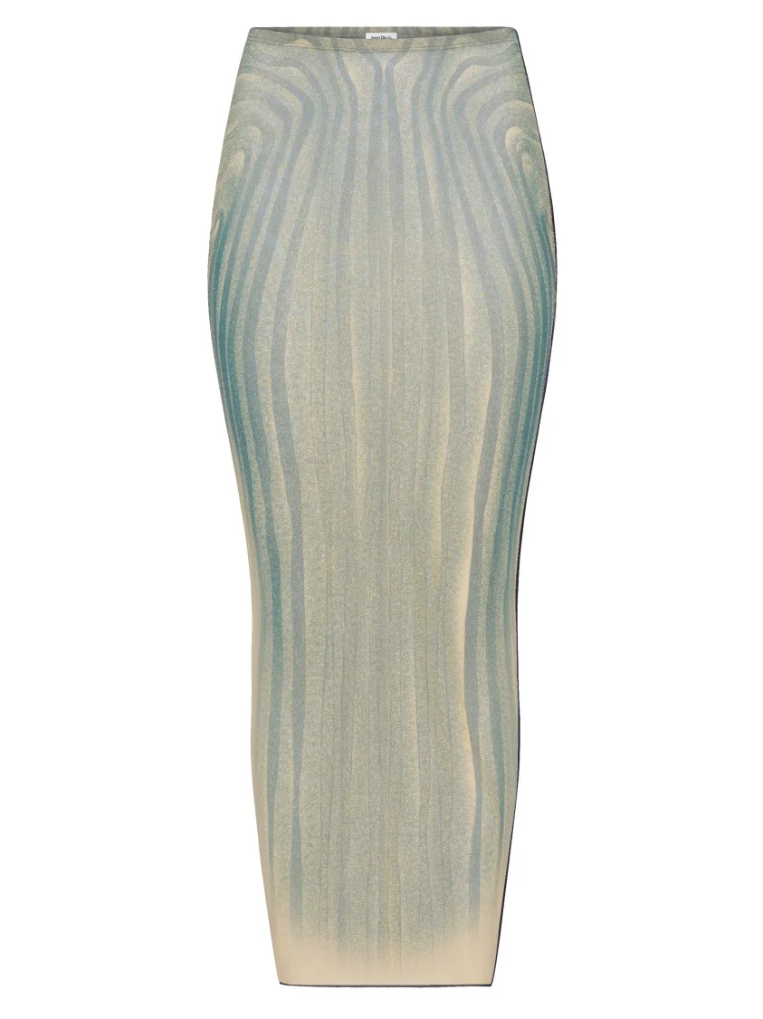 Spiral Printed Mesh Long Skirt