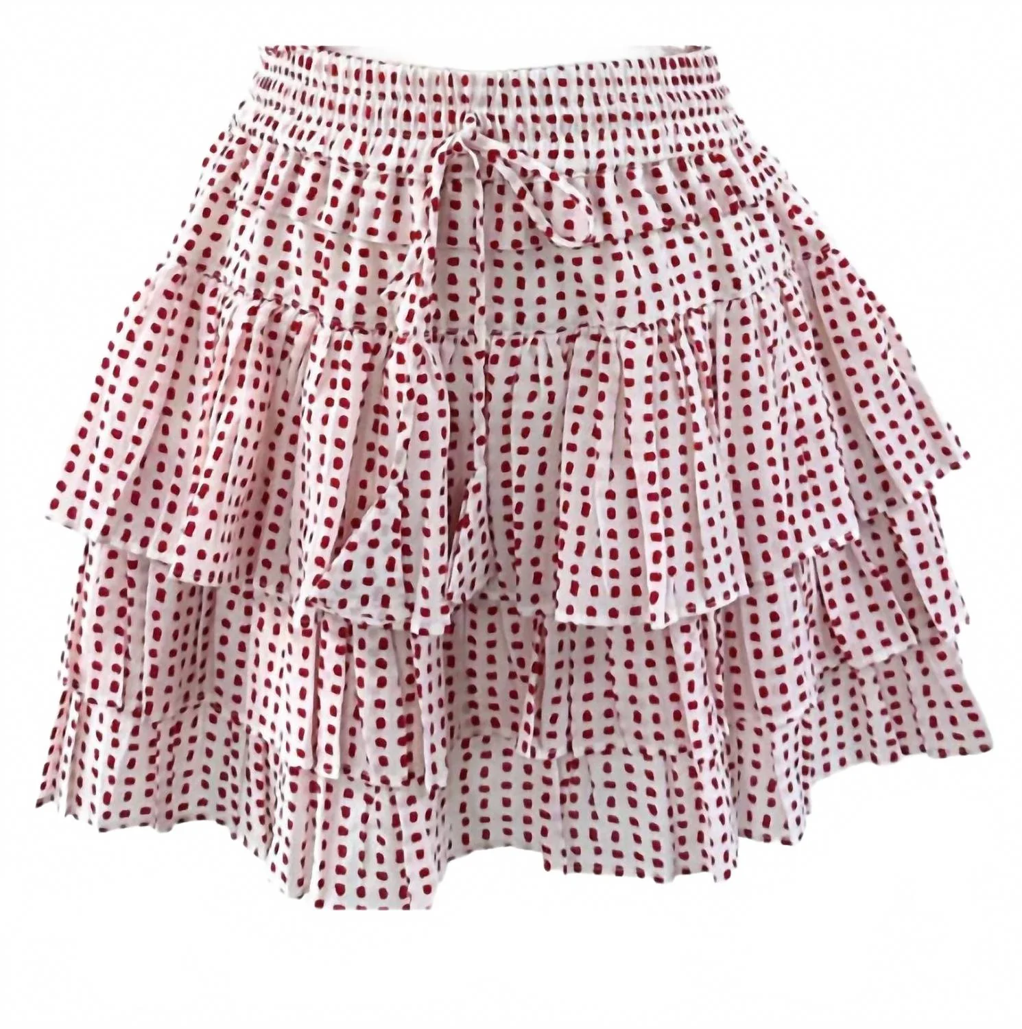 Women's Charli Dotted Tiered Mini Skirt In Red/white