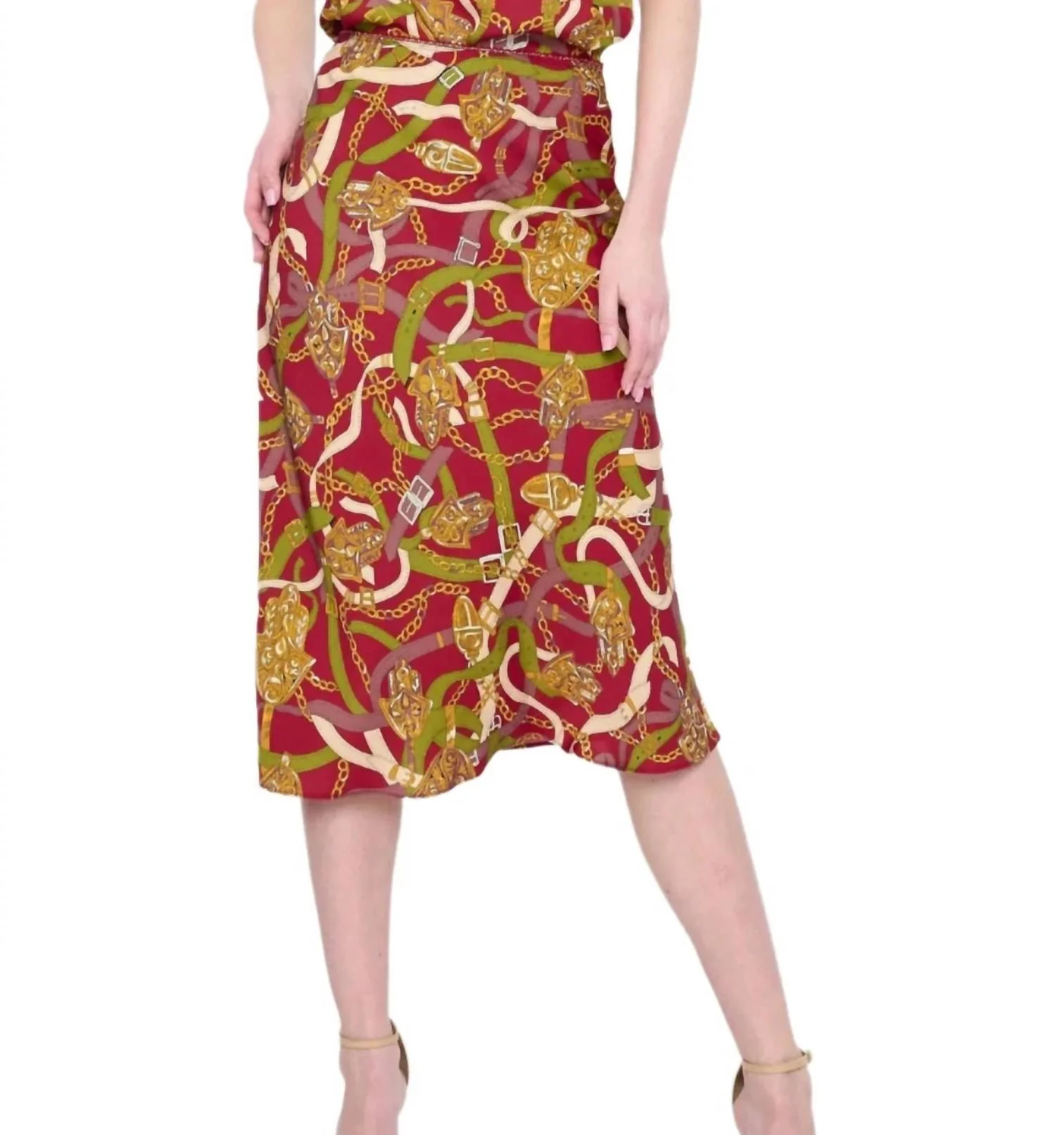 Estella Silk Skirt In Estella Maroon