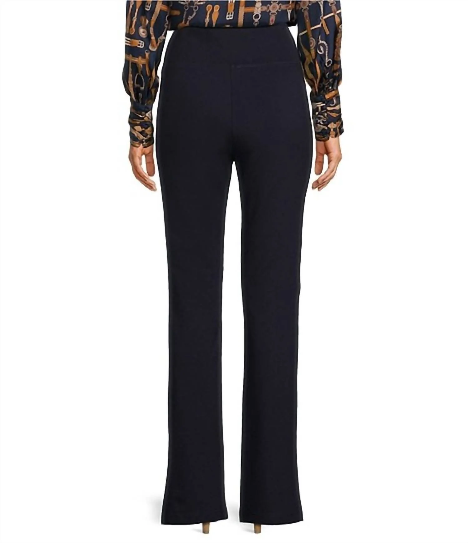 Margie Ponte Front Slit Pants In Black