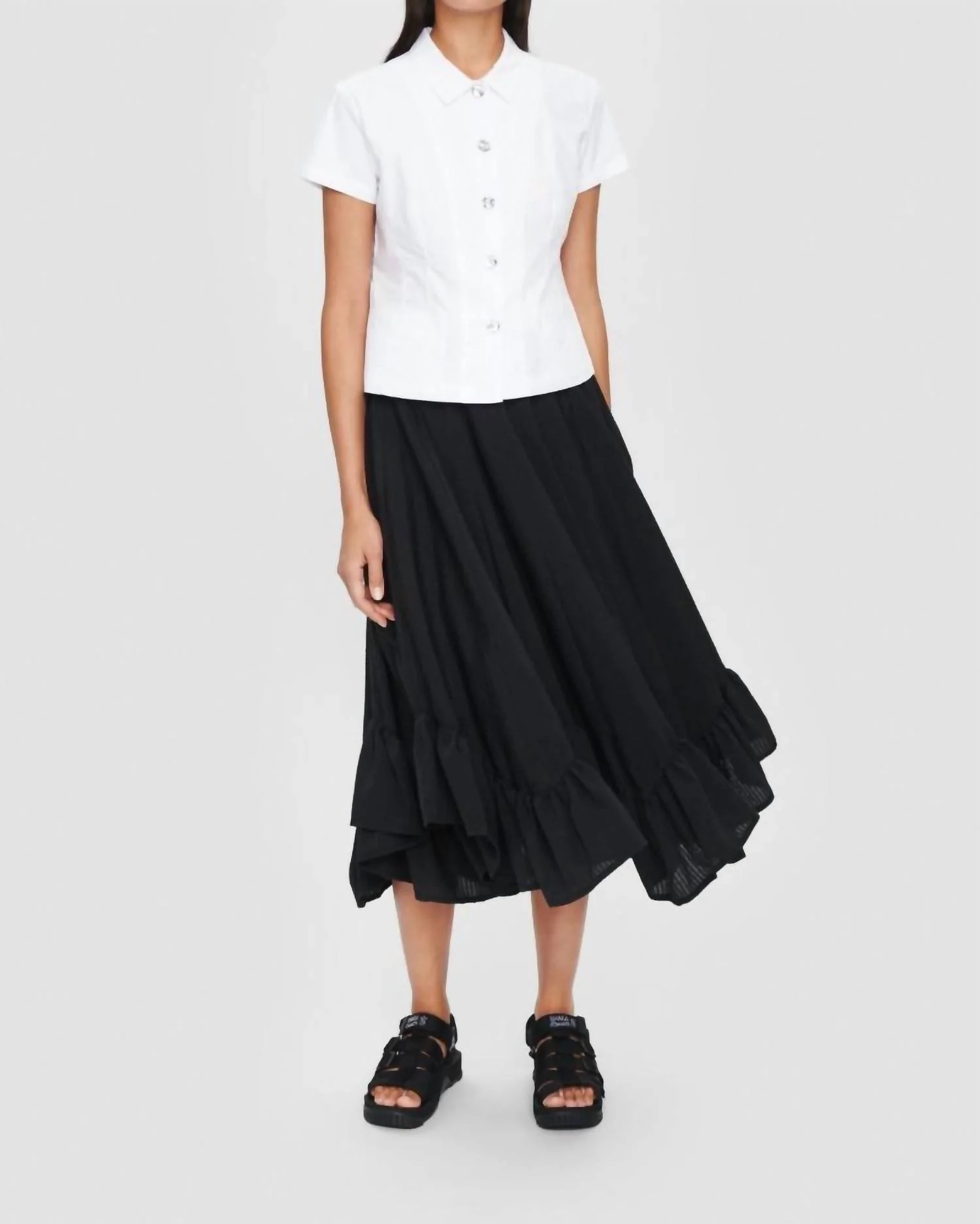 Nami Seersucker Skirt In Black