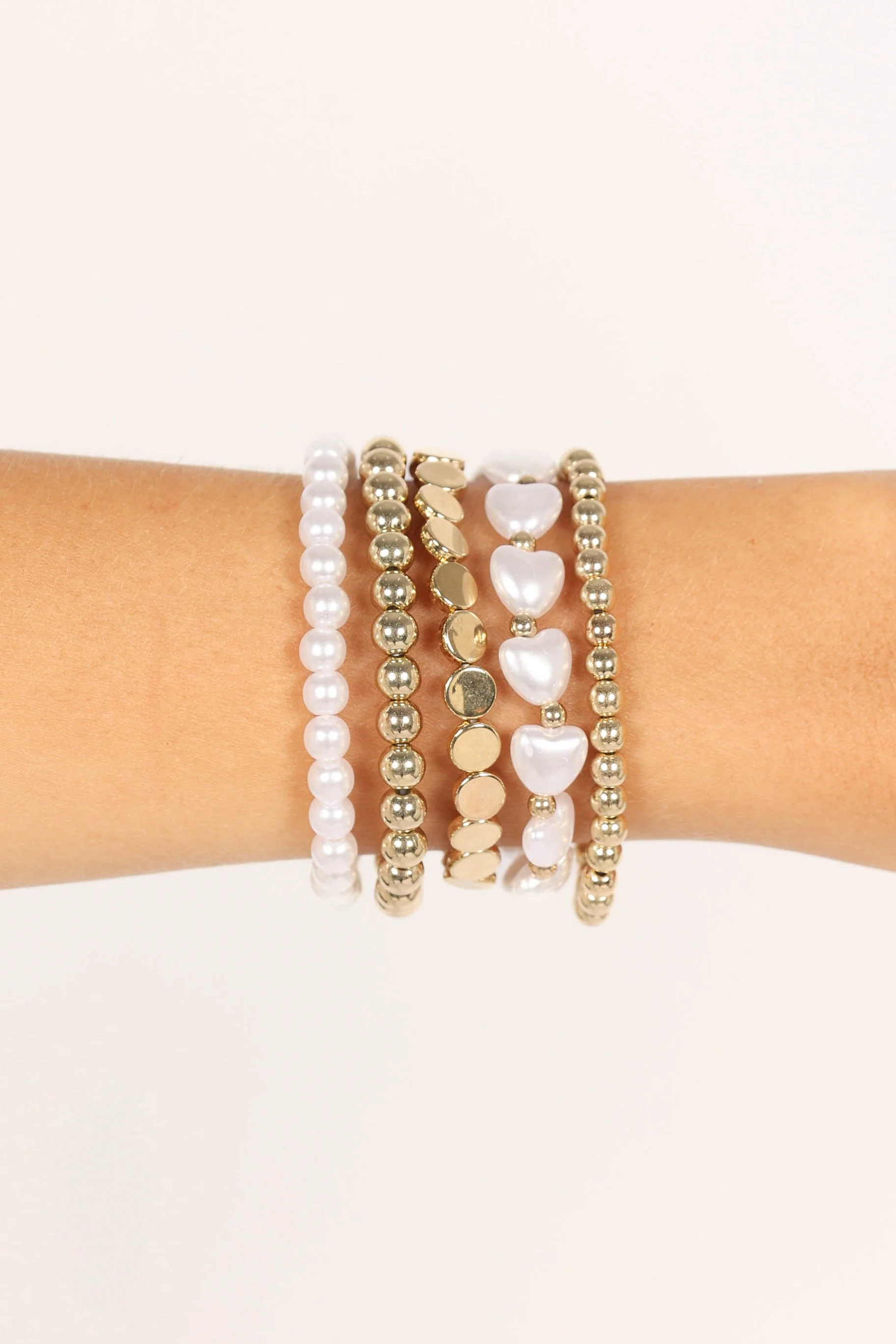 Angelique Bracelet Set - Gold Pearl