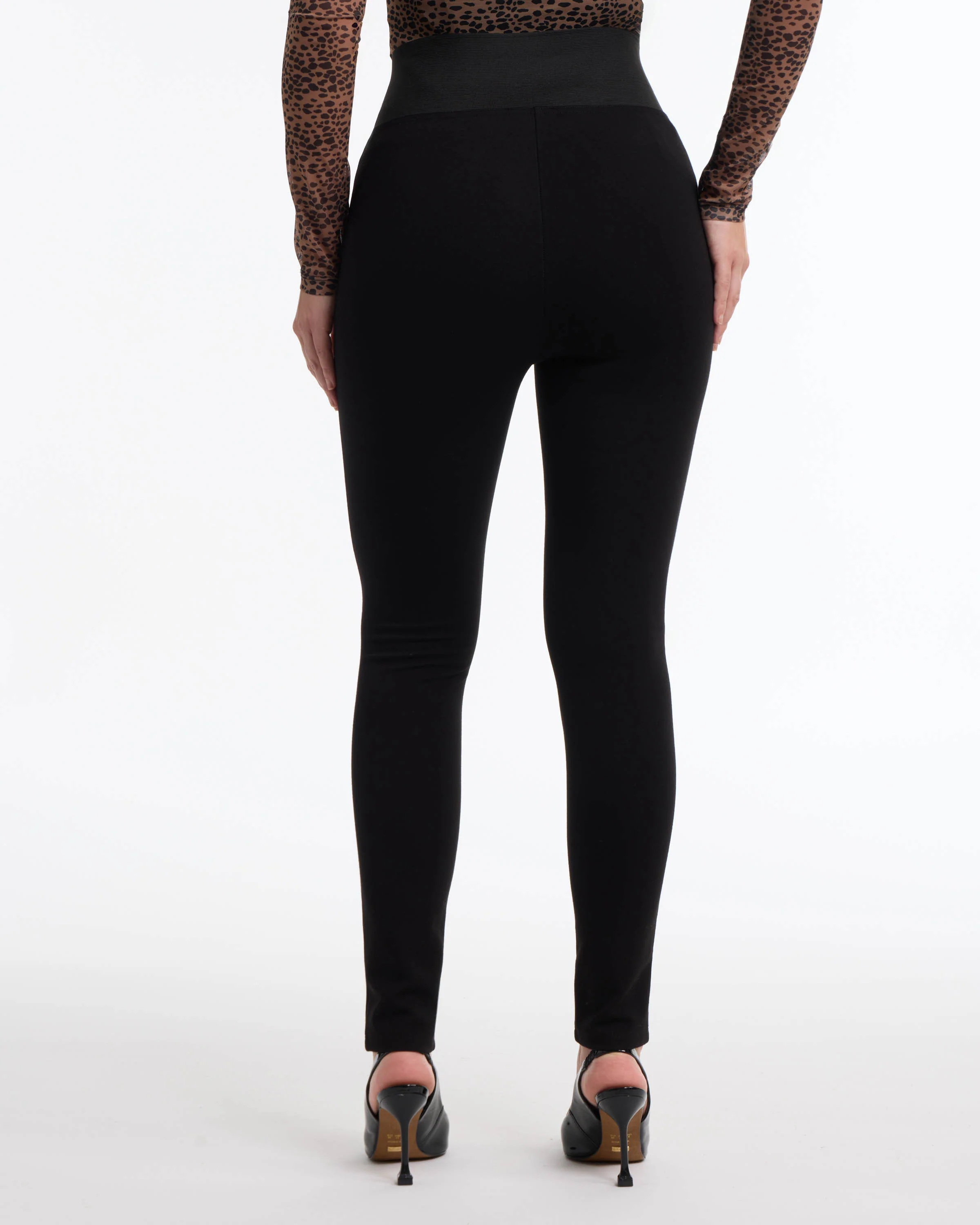 BEBE Women's Elastic High Waist Slit Front Legging