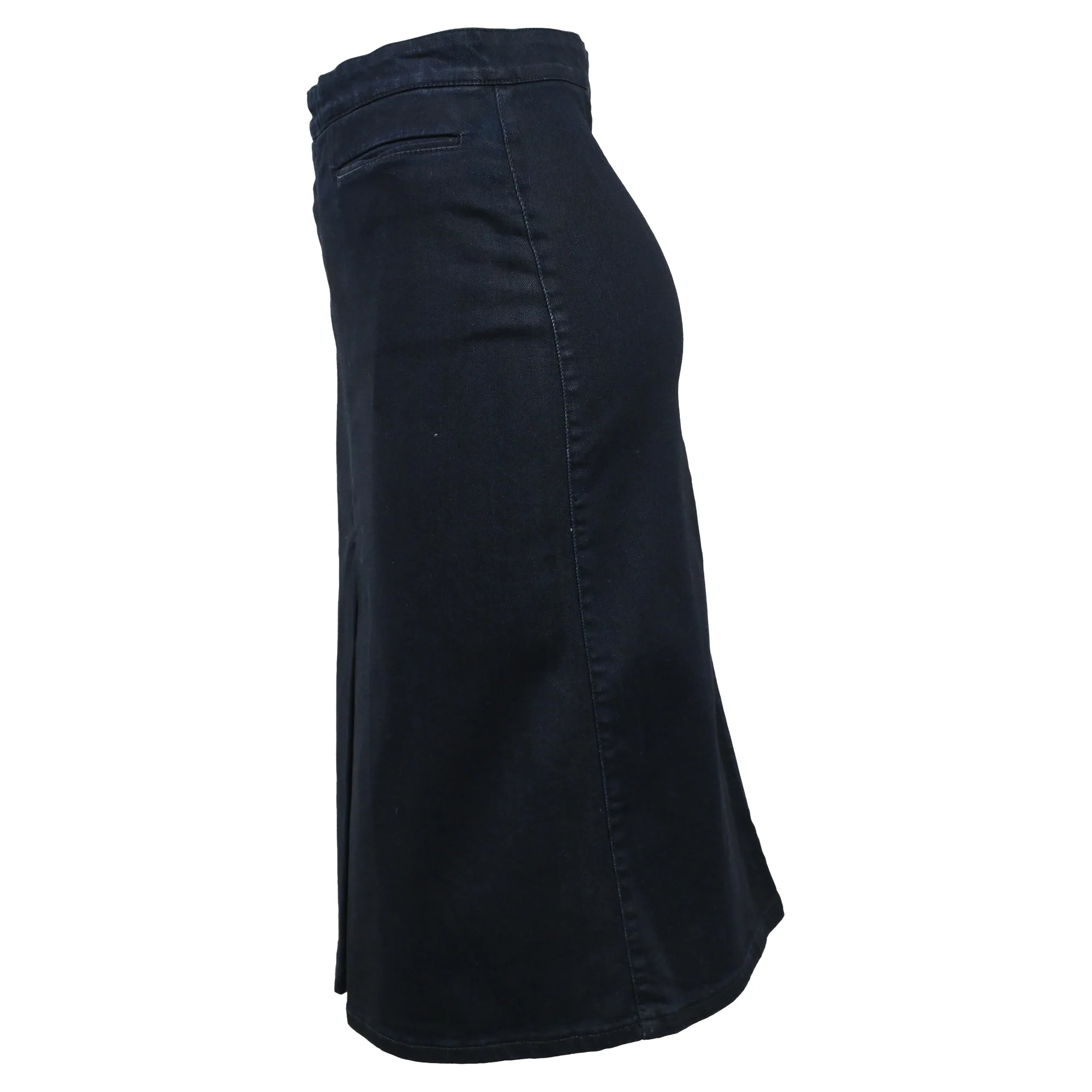 Stella Mccartney Midi Front Slit Pencil Skirt in Blue Cotton Denim