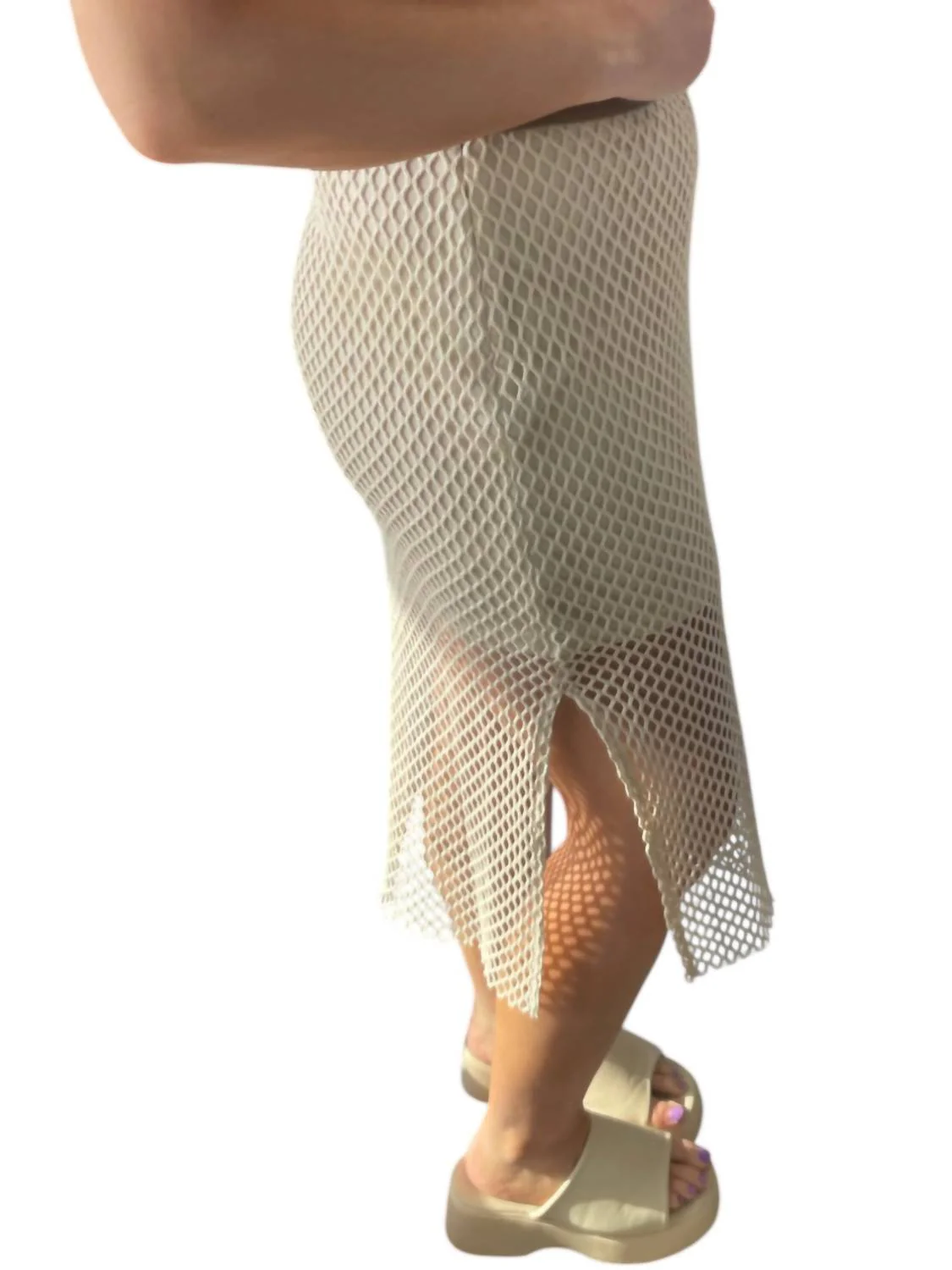 Net Midi Skirt In Natural
