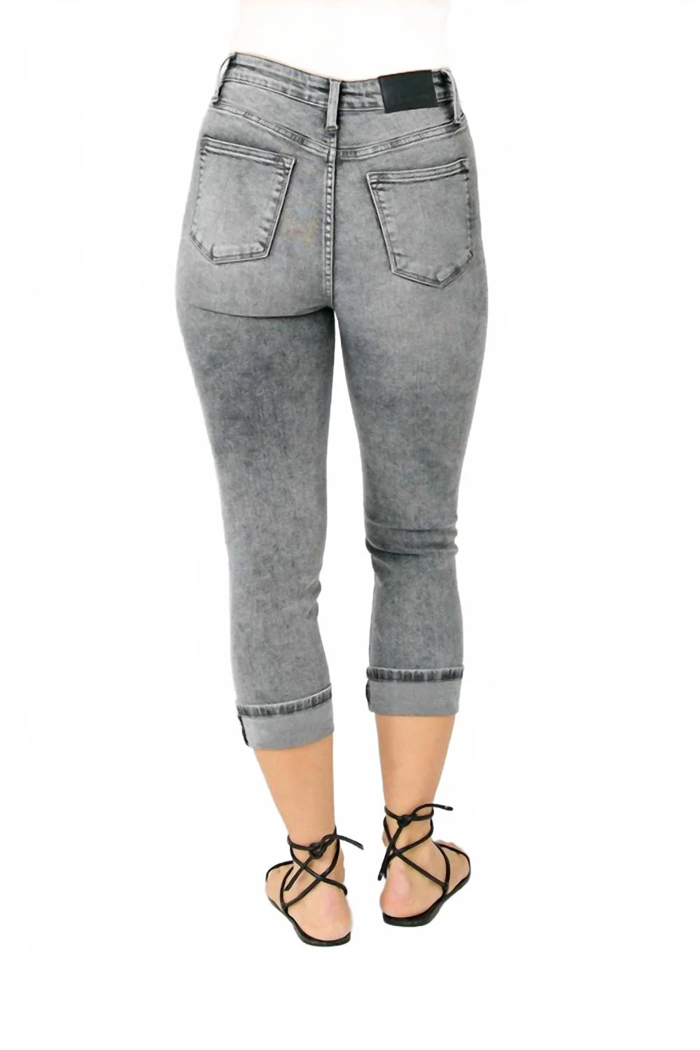 Cuffed Capri Pants In Gray
