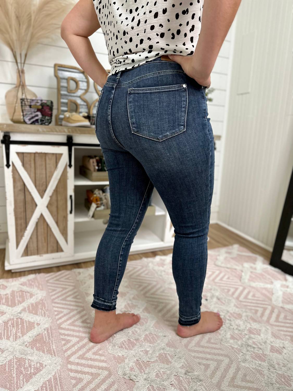 Hi-Waisted Tummy Control Robin Skinny Jeans In Blue