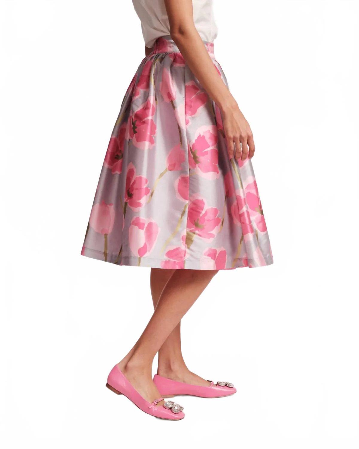 Barbara Midi Skirt In Grey/pink