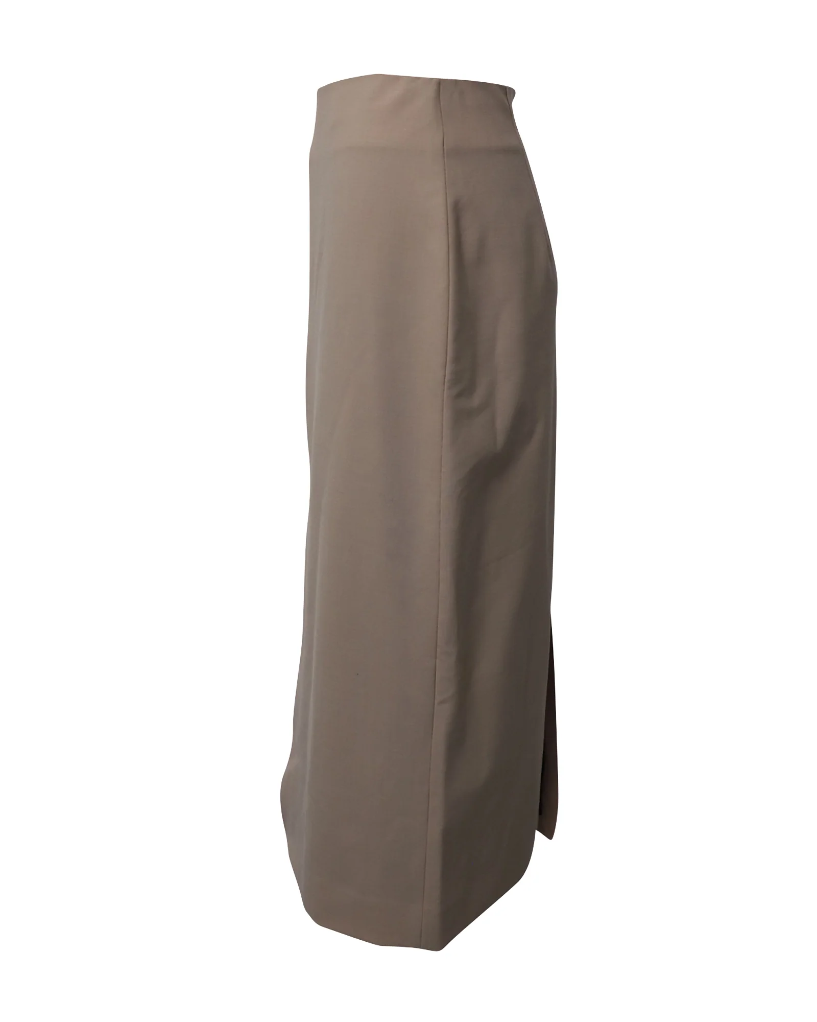 Co Front Slit High Waist Pencil Skirt In Beige Stretch Wool
