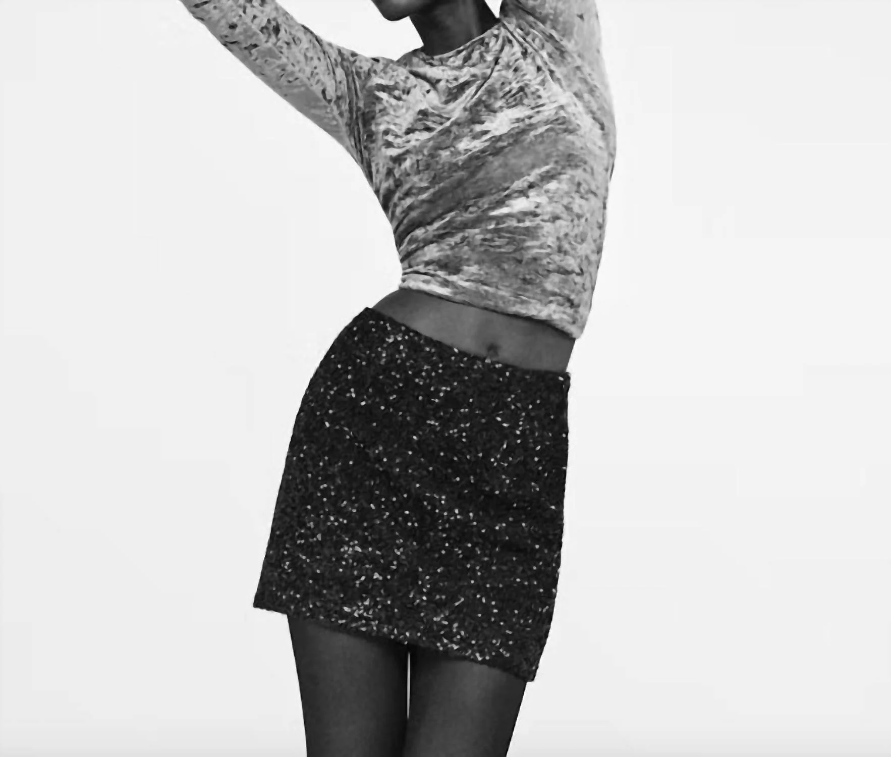 Sequin Mini Skirt In Black