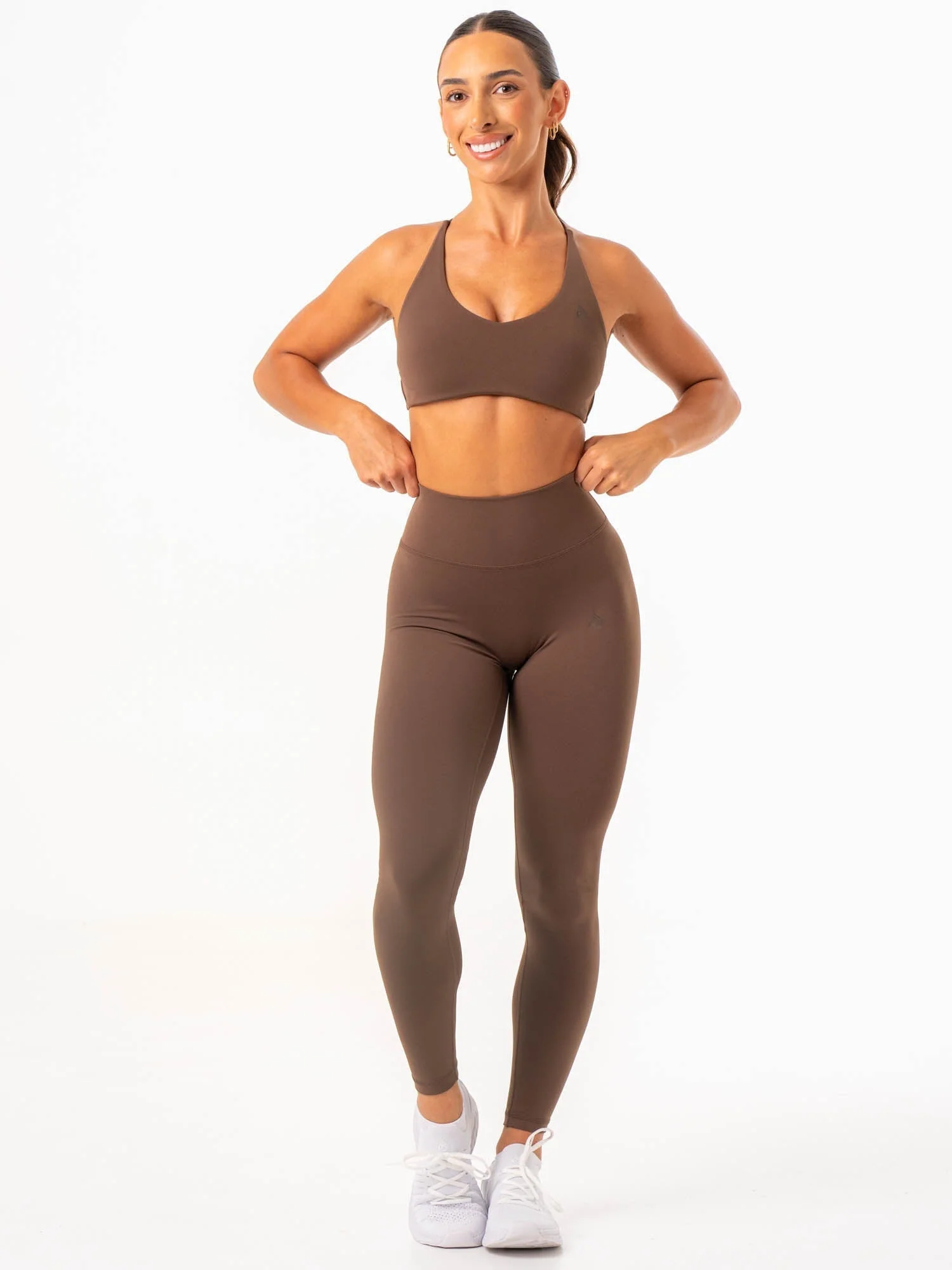 NKD High Waisted Scrunch Leggings - Chocolate
