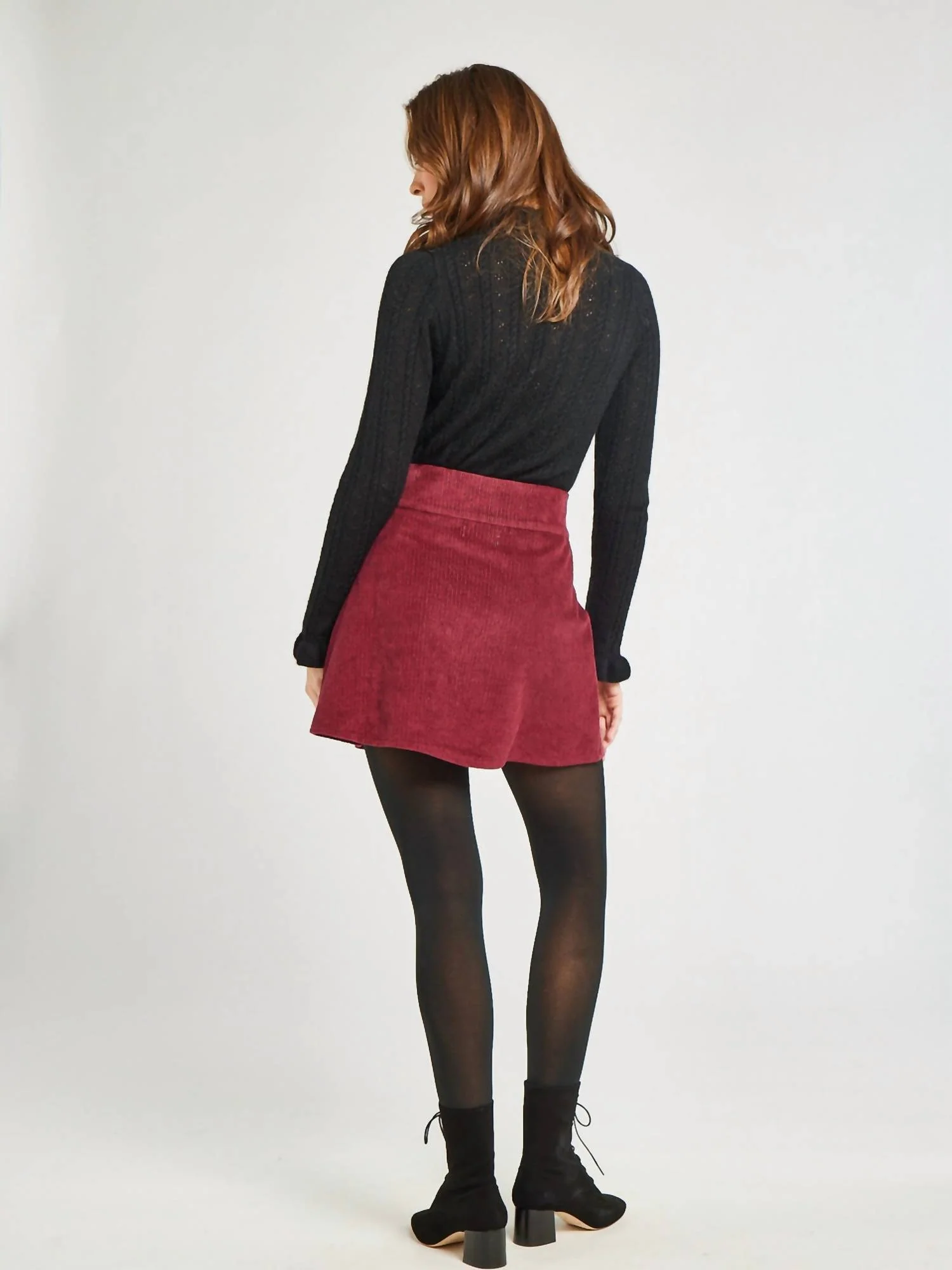 Lorelei Mini Skirt In Raspberry Cord