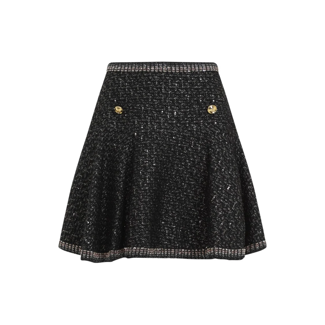 Black Cotton Boucle Mini Skirt