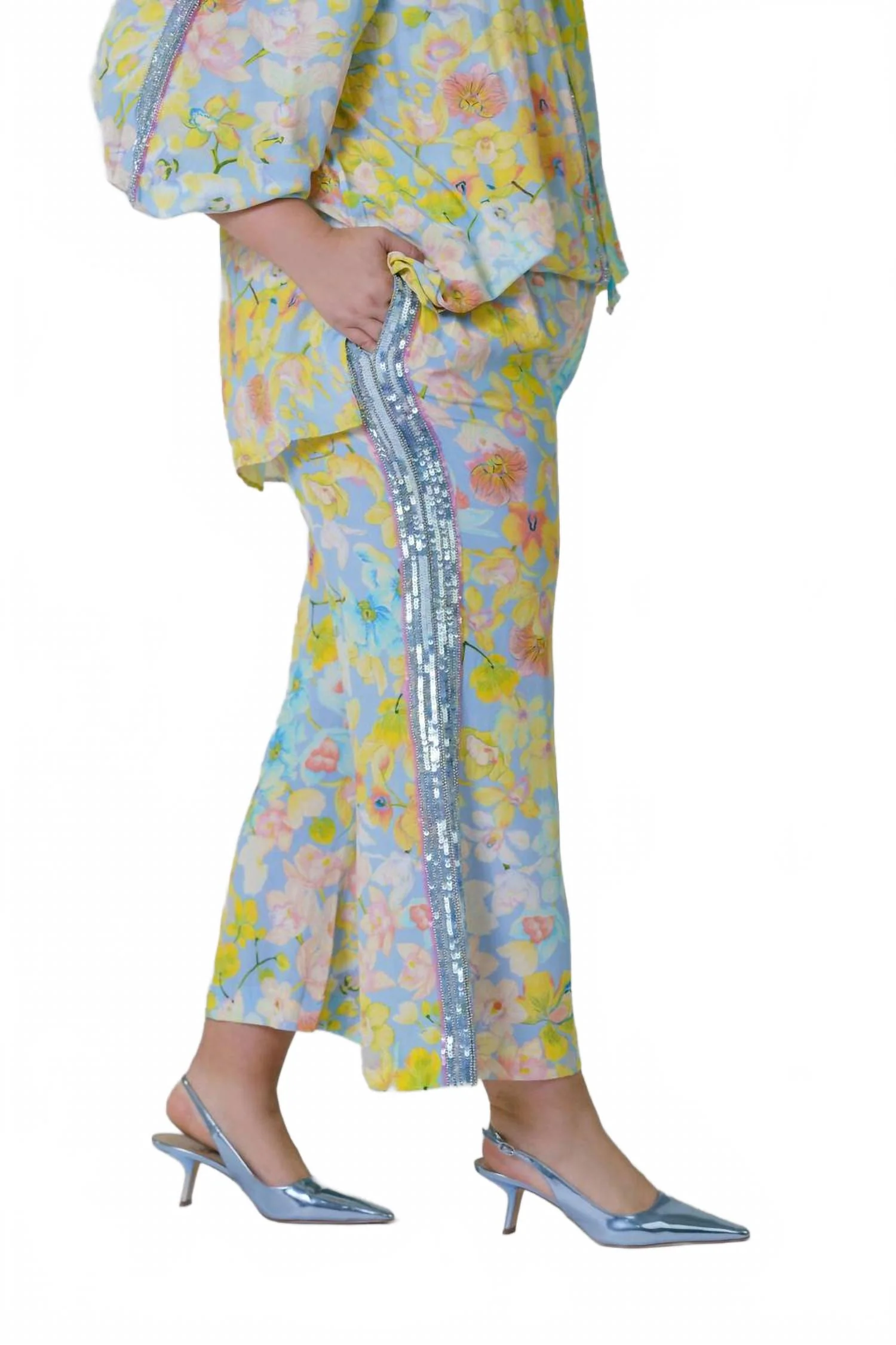 Orchid Bloom Embellished Pants - Plus Size