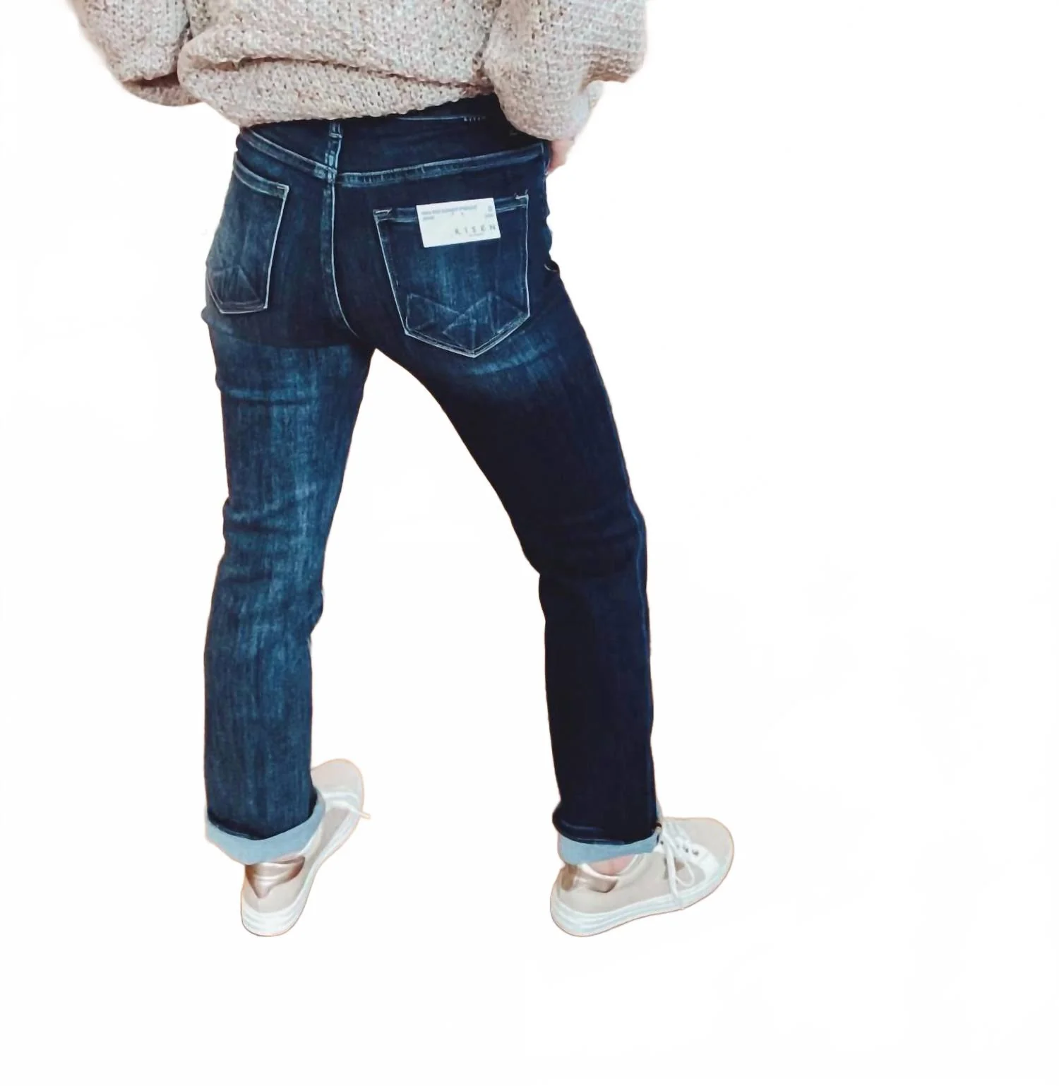 High Rise Slender Straight Jeans In Blue