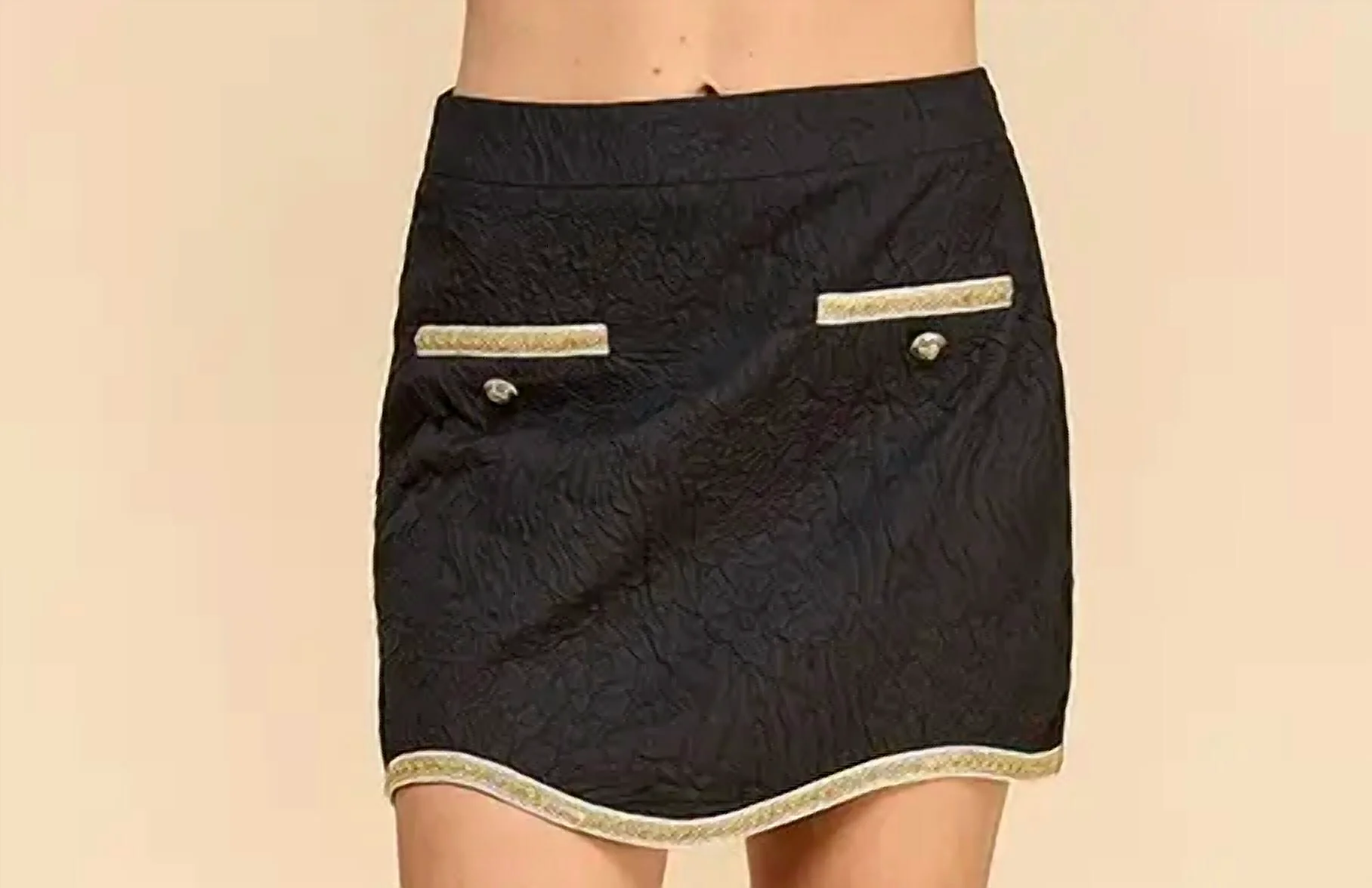 Trim High Waisted Skirt In Black