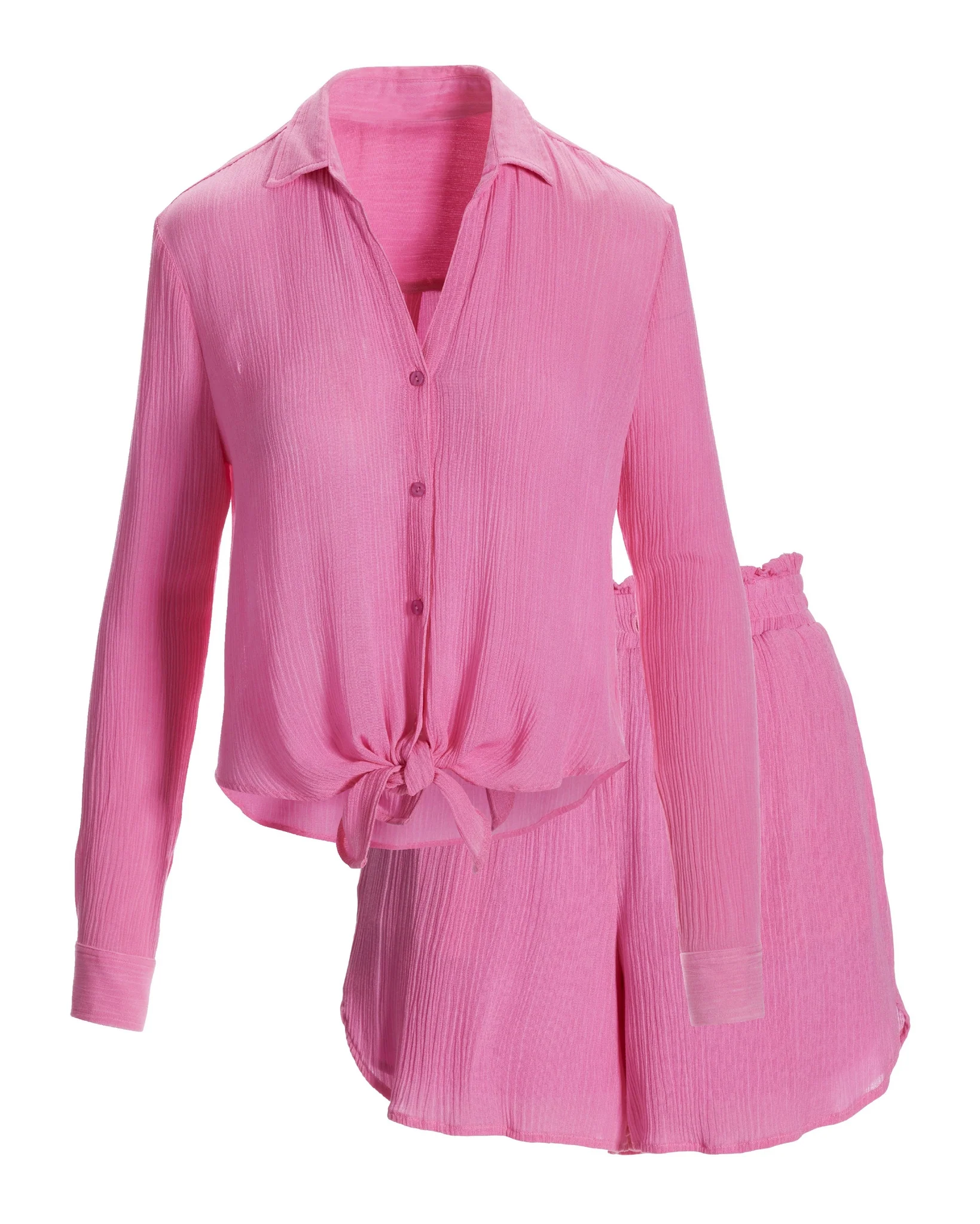 Gauze Shirt and Short Lounge Set Aurora Pink