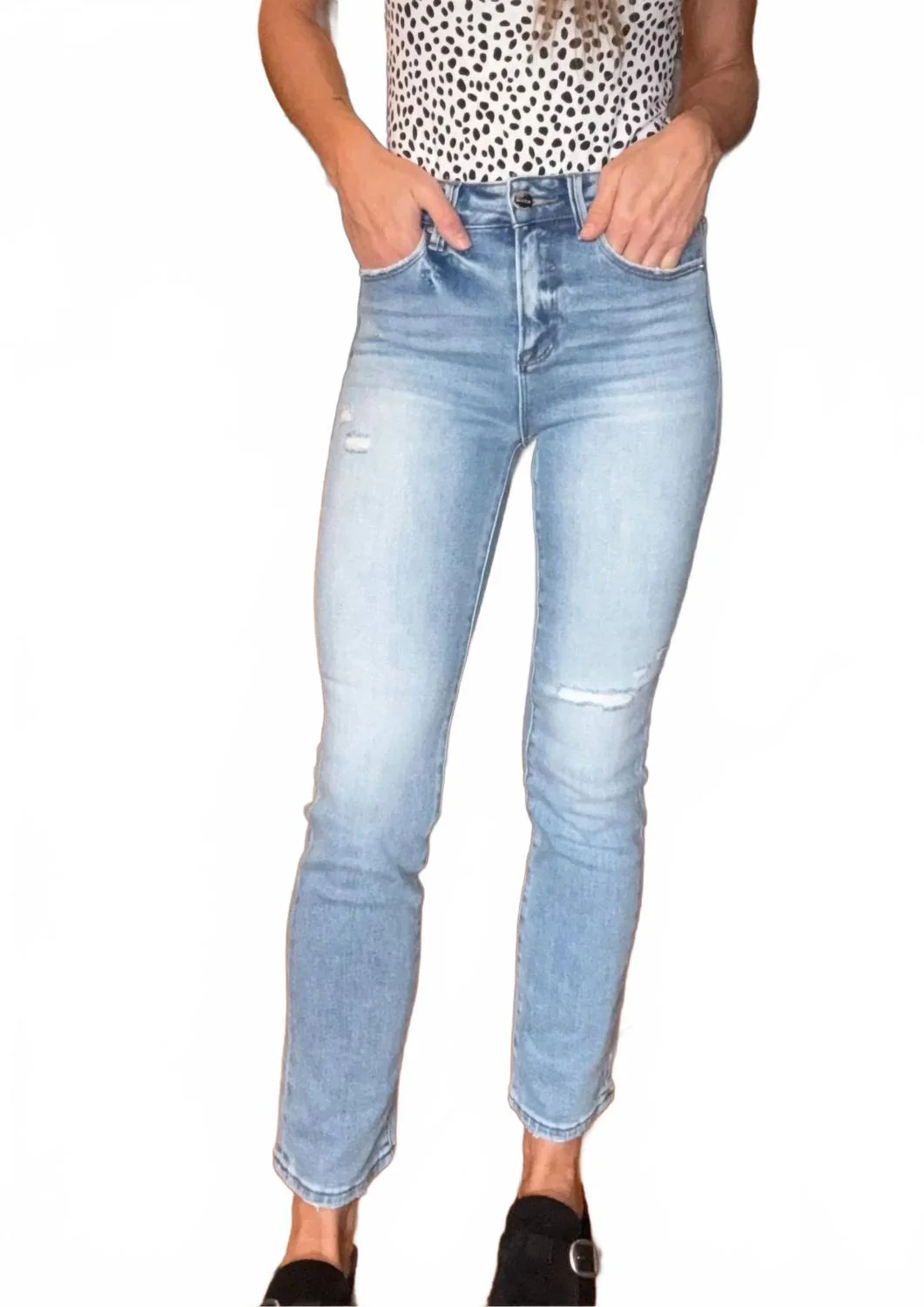 Hannah Straight Leg Denim Jeans In Blue