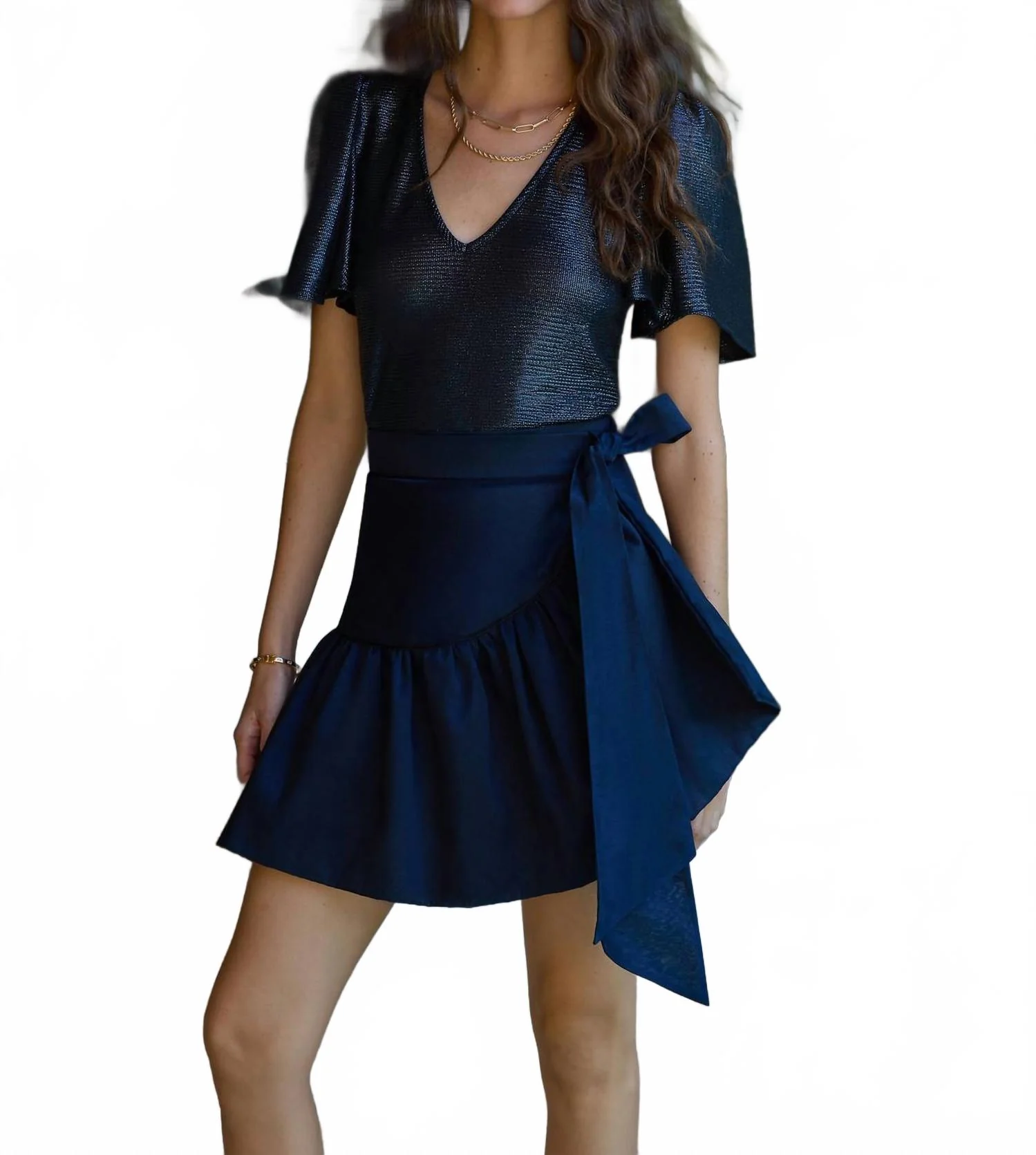 Lido Mini Wrap Skirt In Midnight Navy