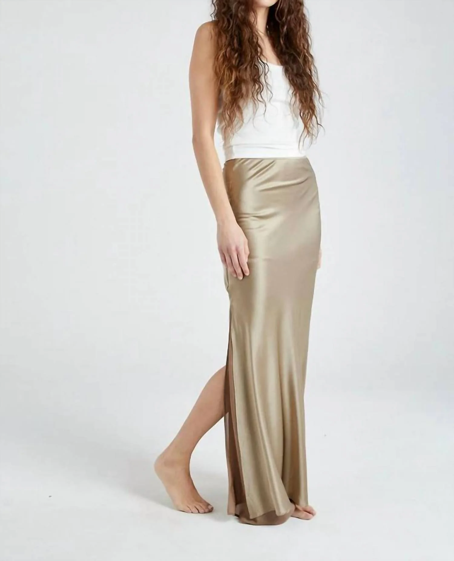 Helena Silk Skirt In Caramel