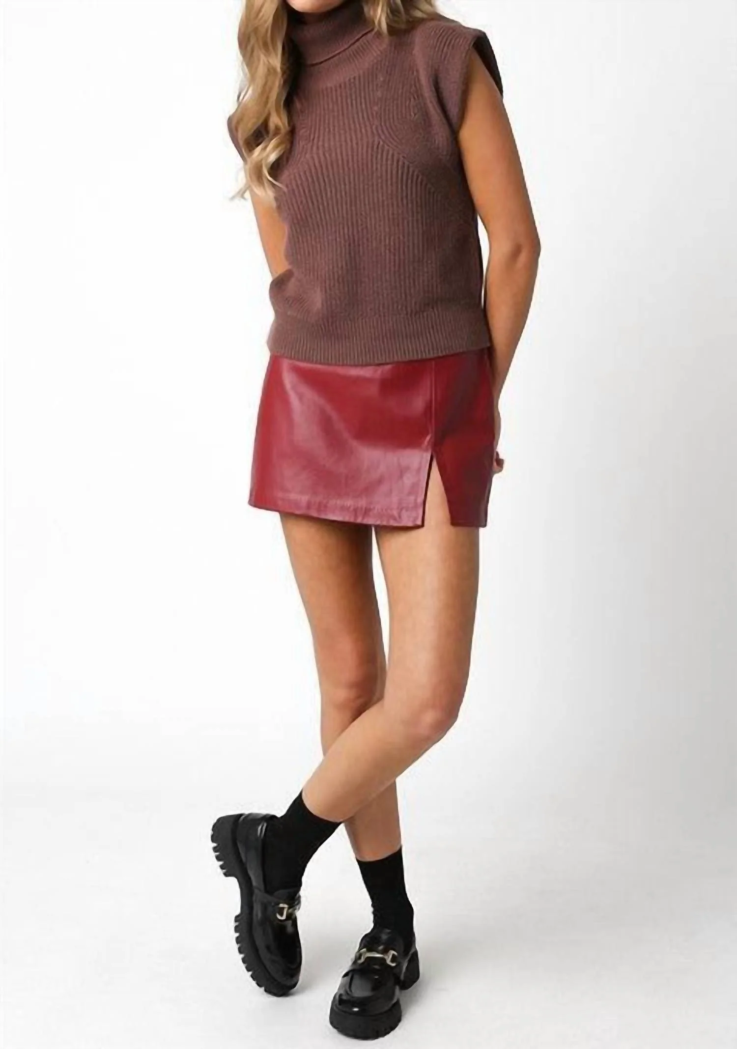 Alix Faux Leather Micro Mini Skirt In Scarlet