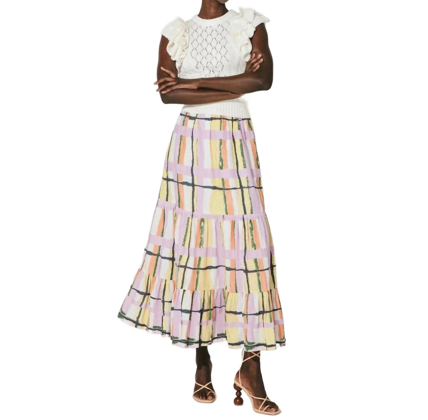 Gayle Ankle Skirt In Saffron Hale