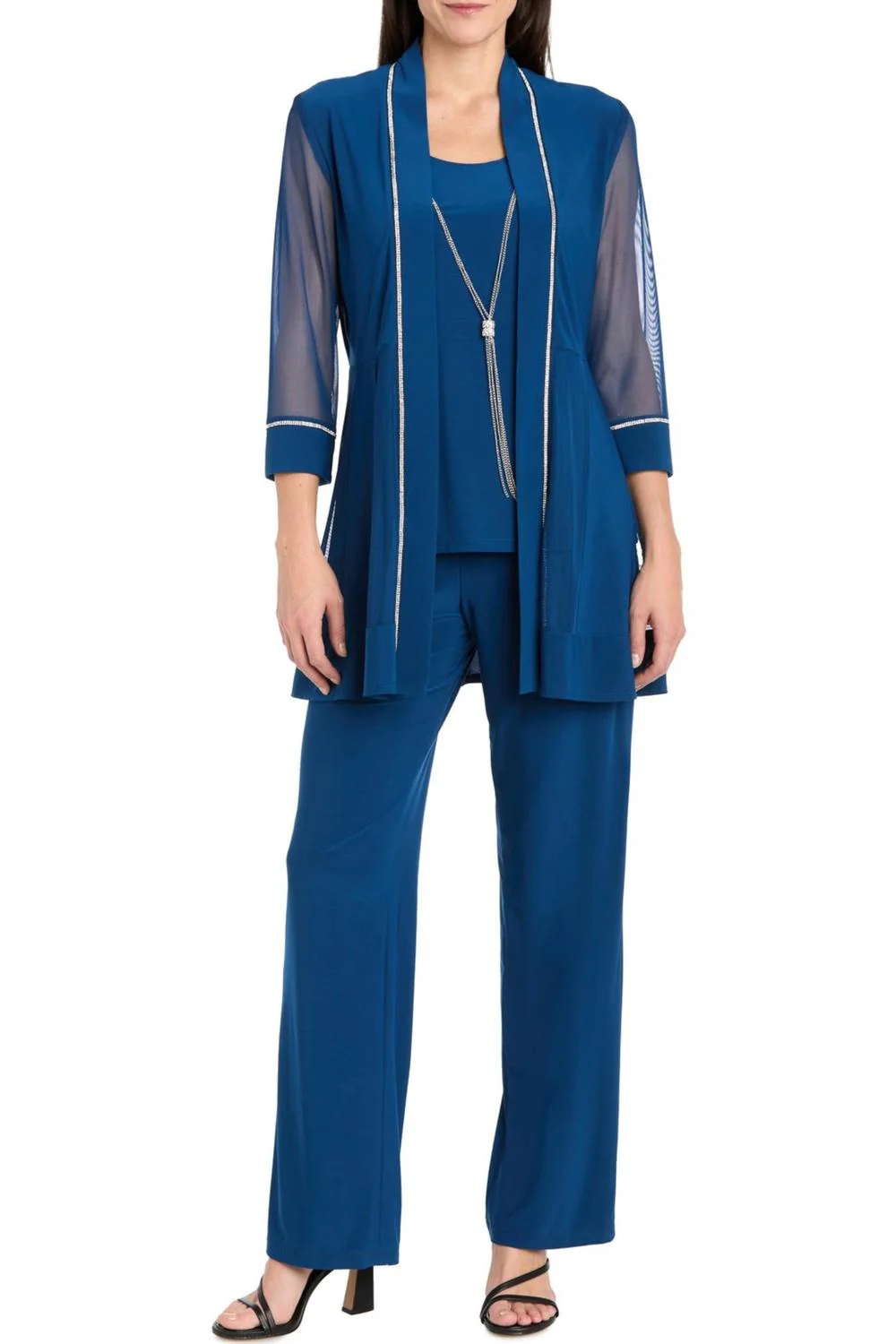 Embellished Two-Piece Pants Set In Peacock