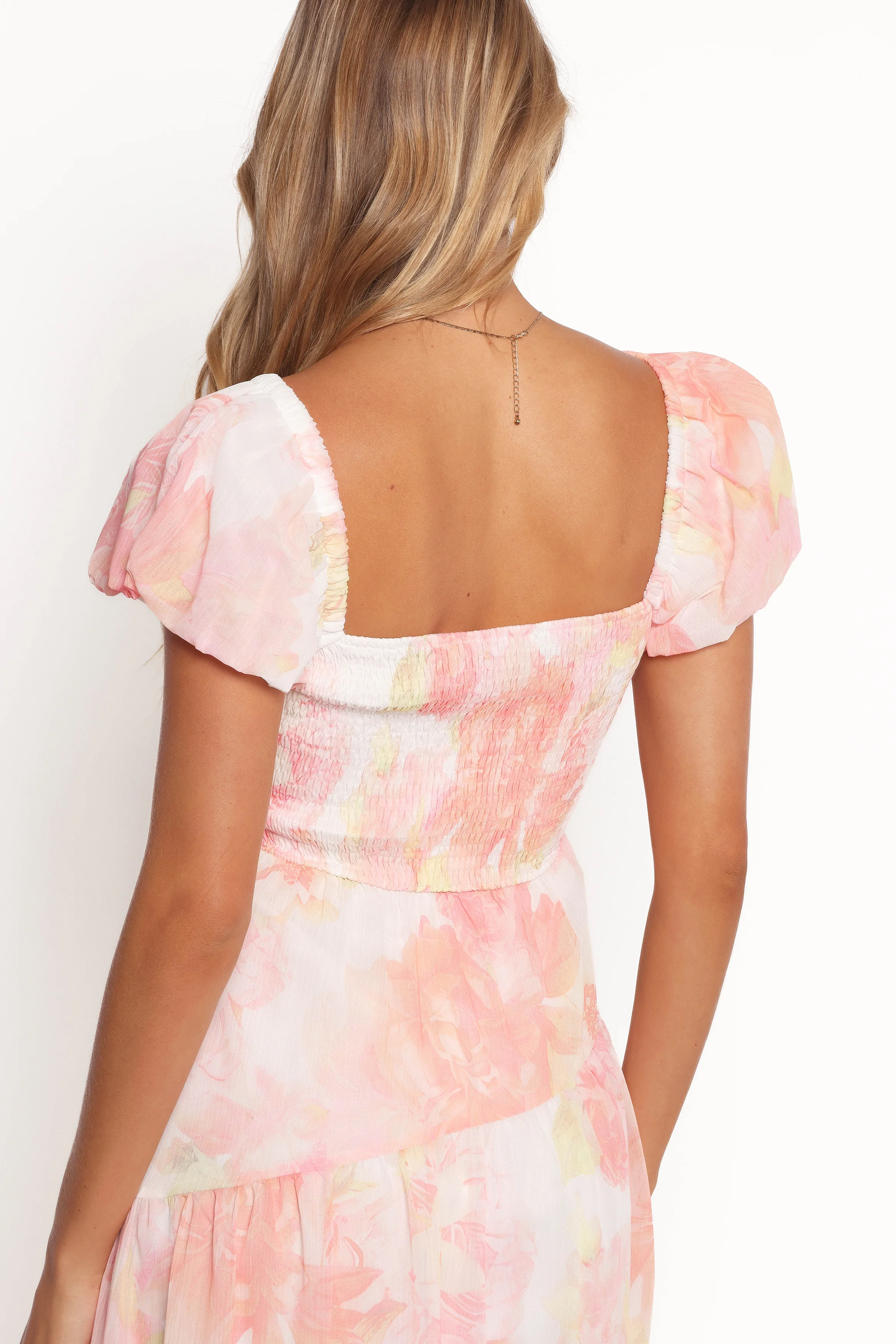 Lumis Midi Dress - Peach Floral