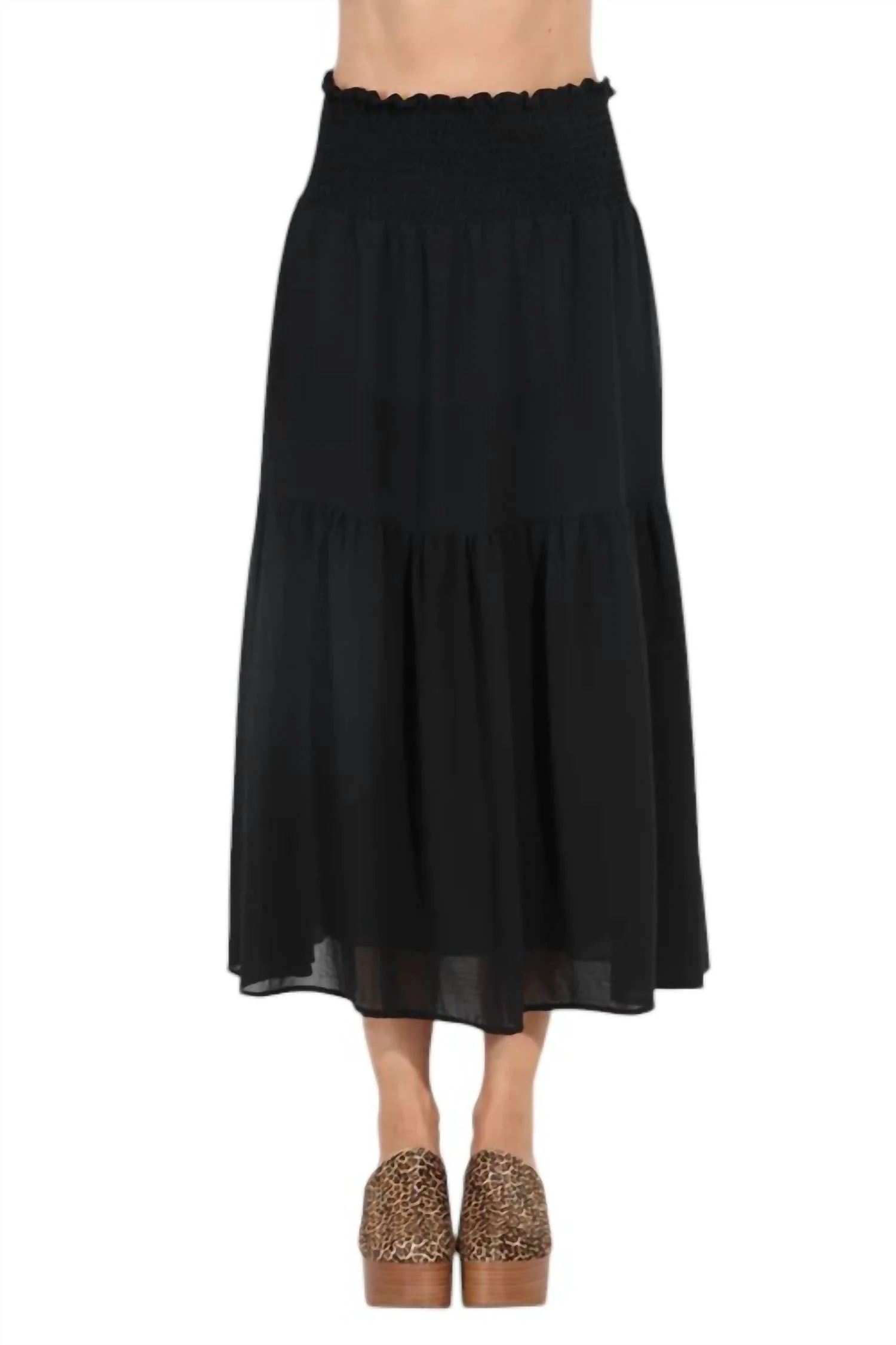 Chiffon Midi Skirt In Black