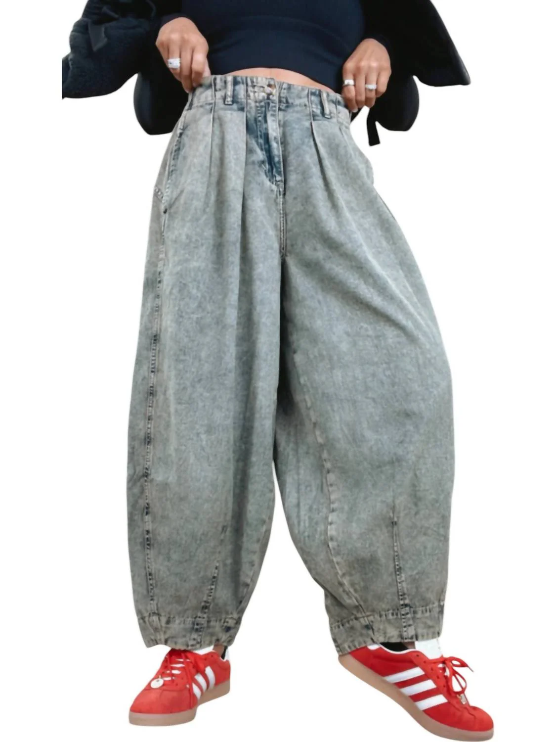 Washed Barrel Pants In Denim