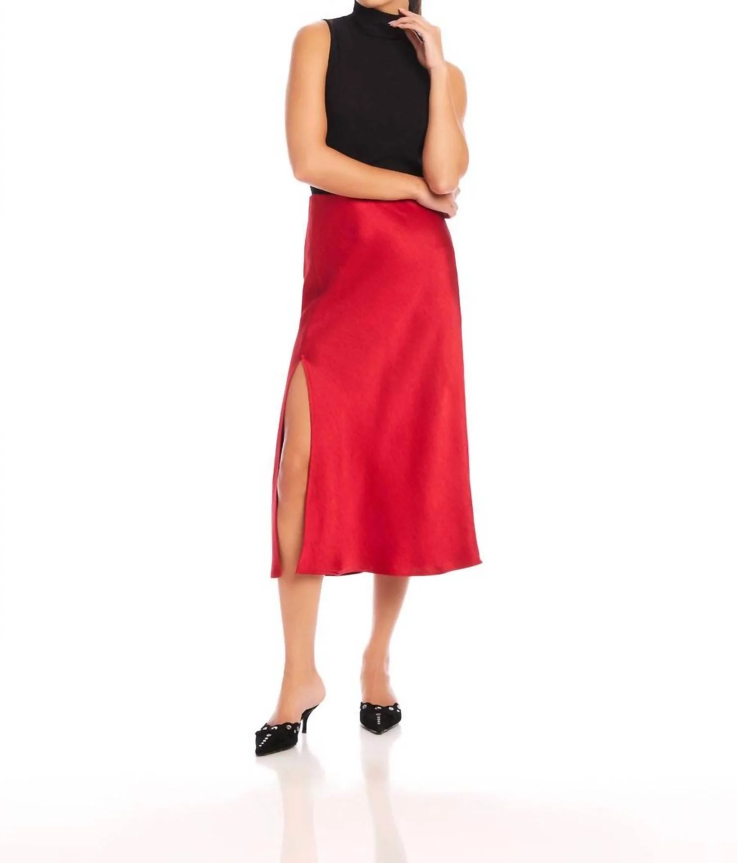 Brielle Midi Skirt In Cherry
