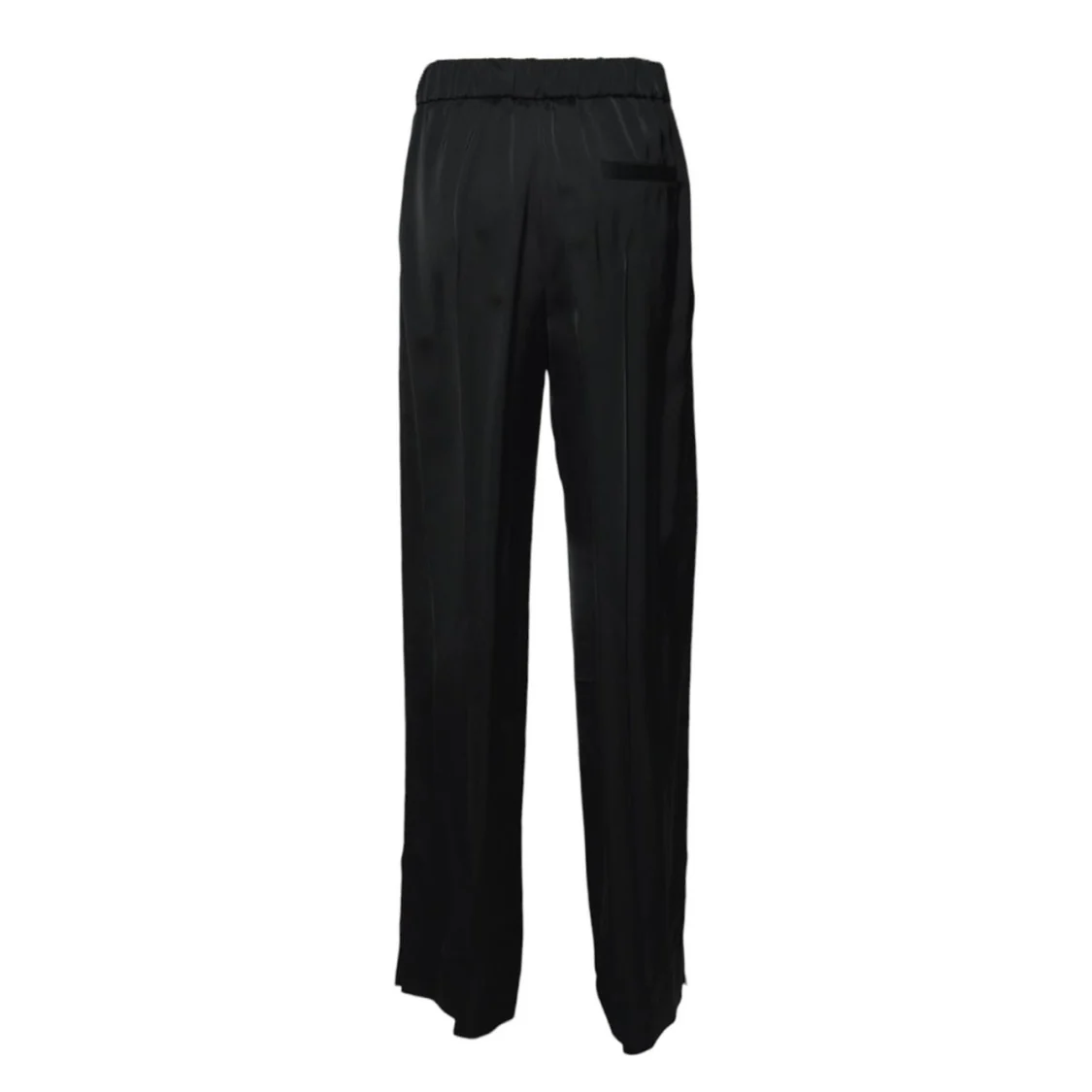Black Viscose Satin Flare Trousers