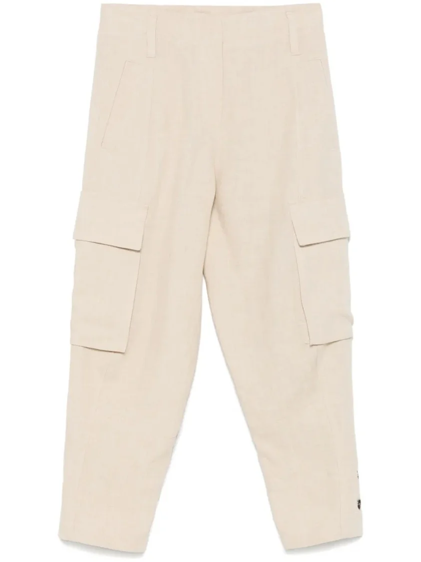Relaxed Fit Linen Pants With Tapered Leg