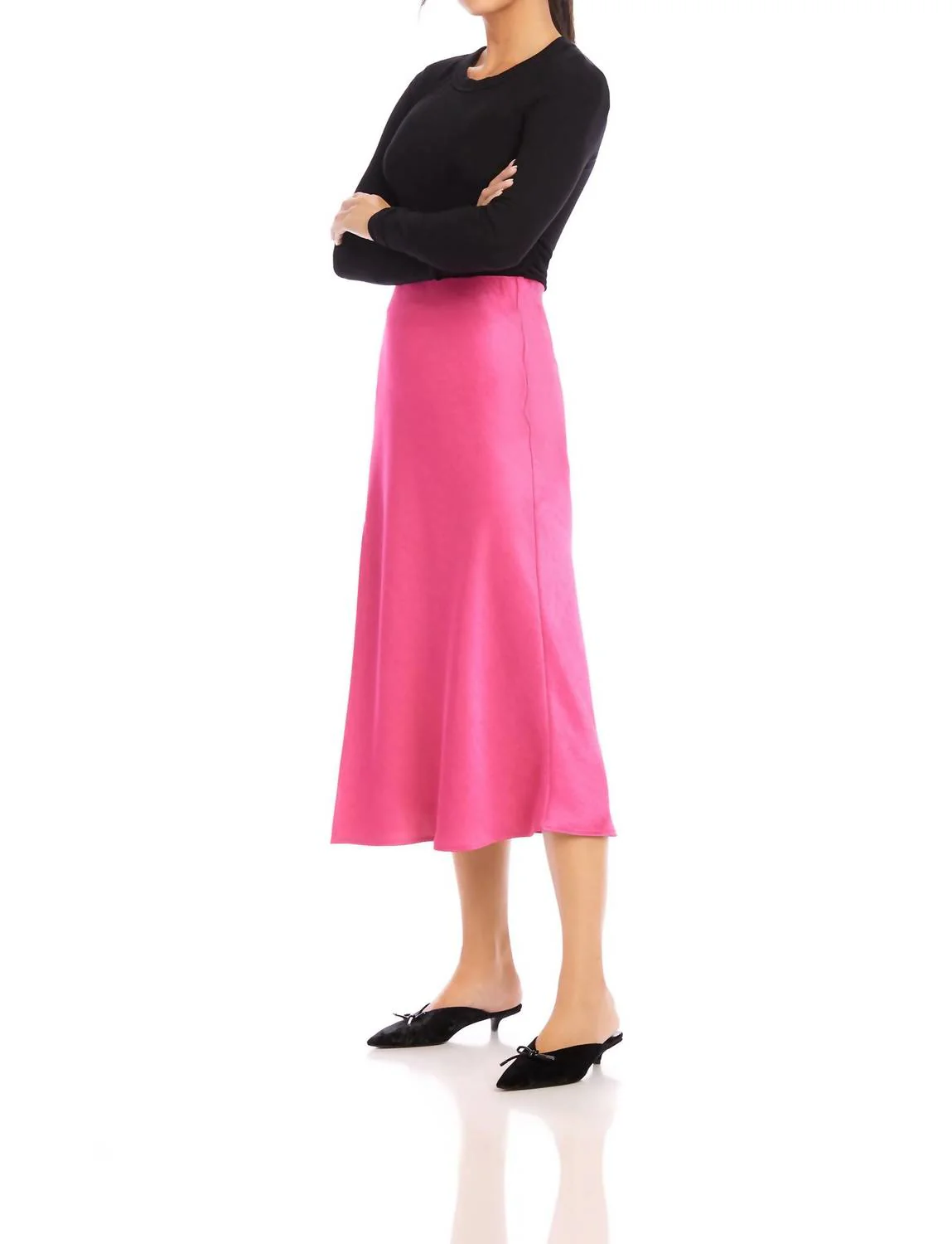 Brielle Midi Skirt In Hot Pink