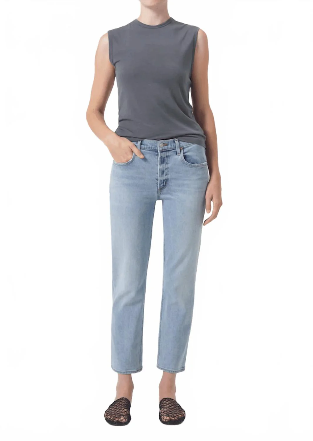 Kye Straight Crop Jeans In Diversion
