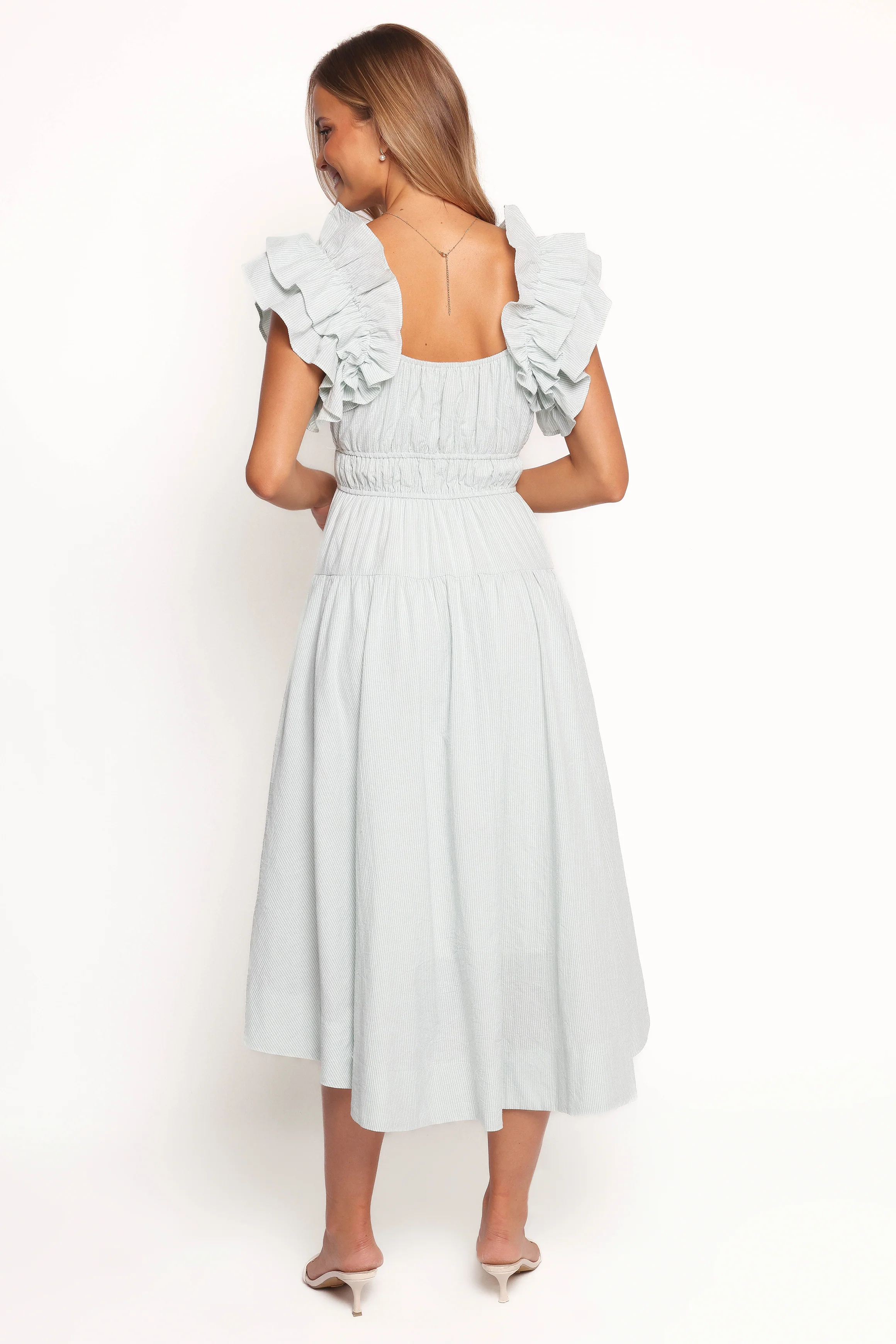 Linda Midi Dress - Green Stripe