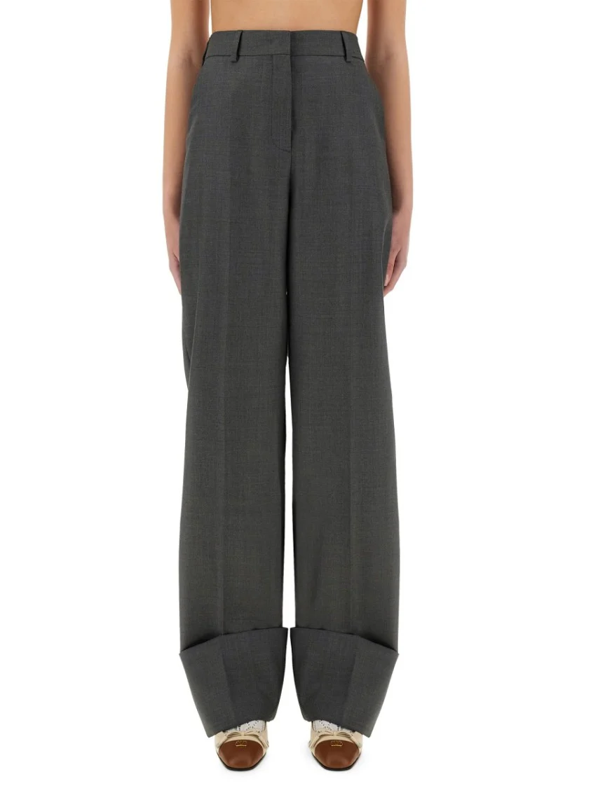 Straight Wide-Leg Virgin Wool Pants