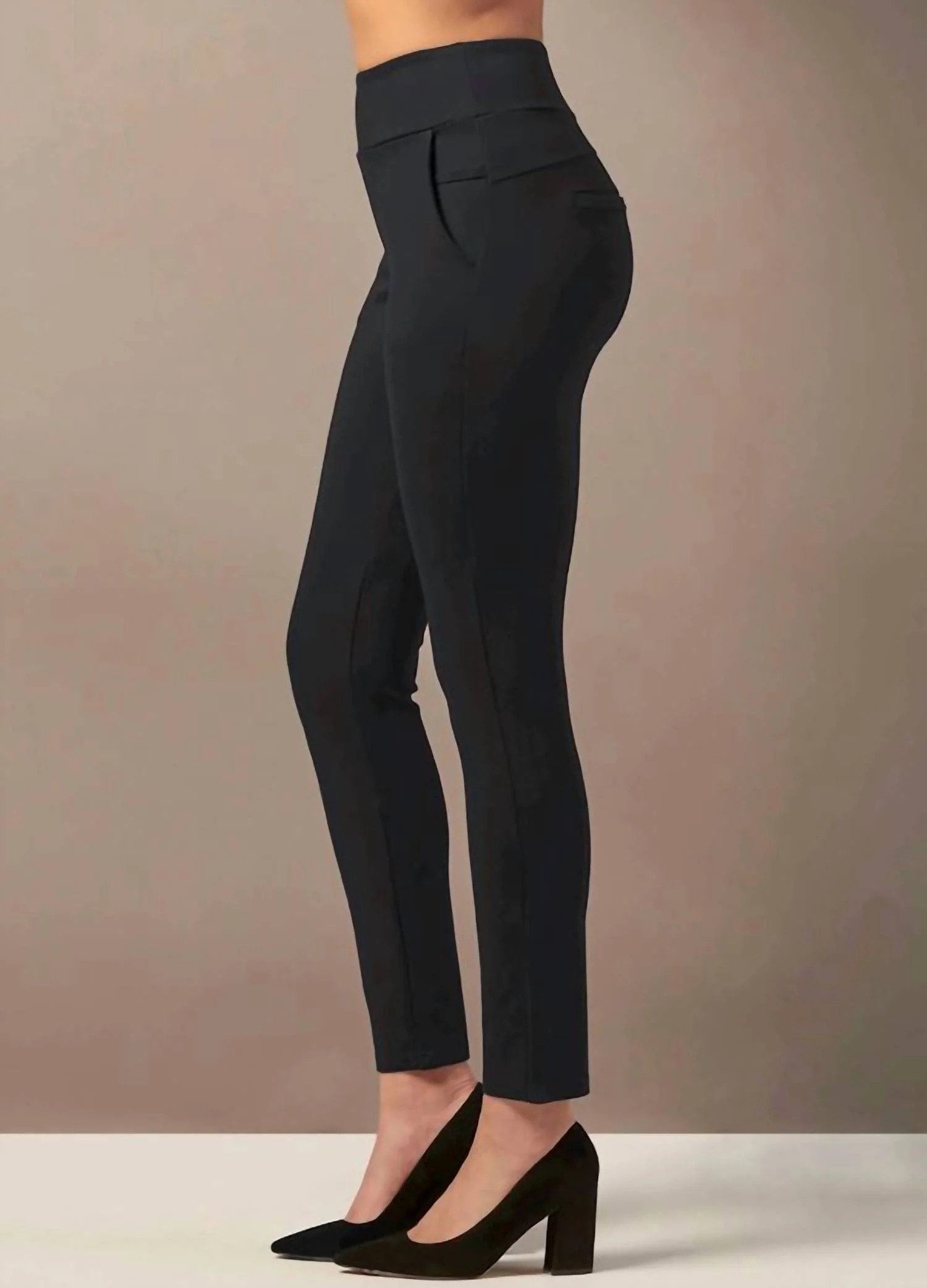 4-Way Stretch Ponte Pants In Black