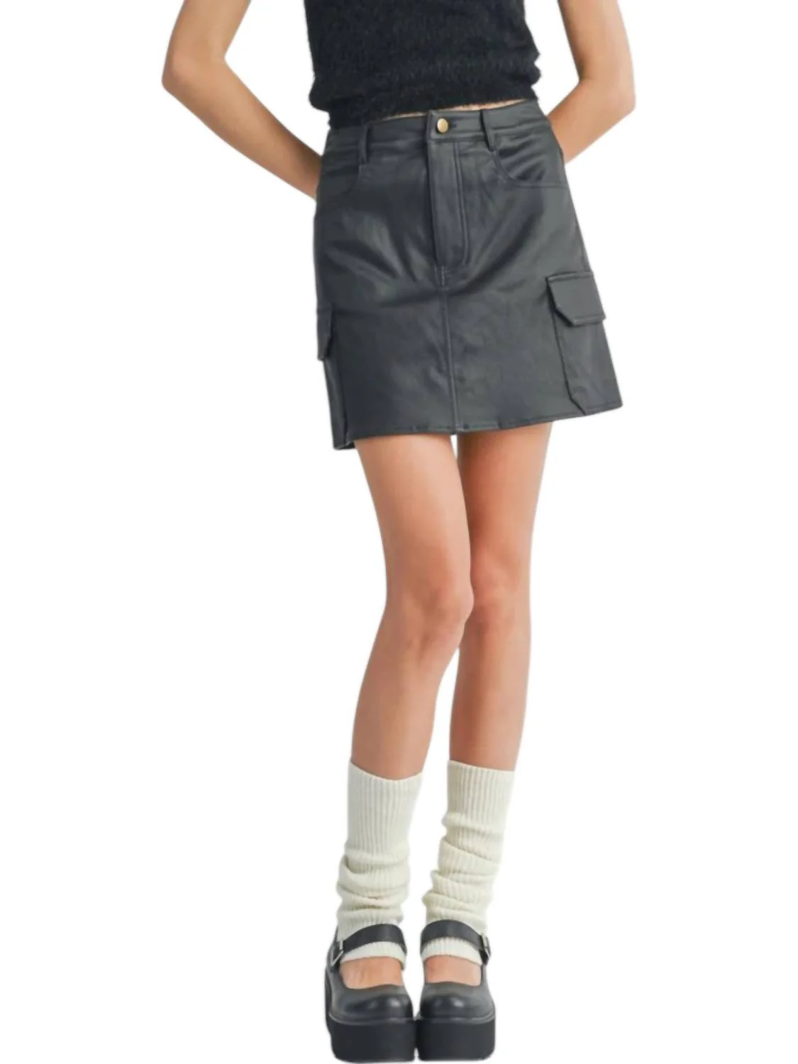 Girl On Fire Faux Leather Mini Skirt In Black