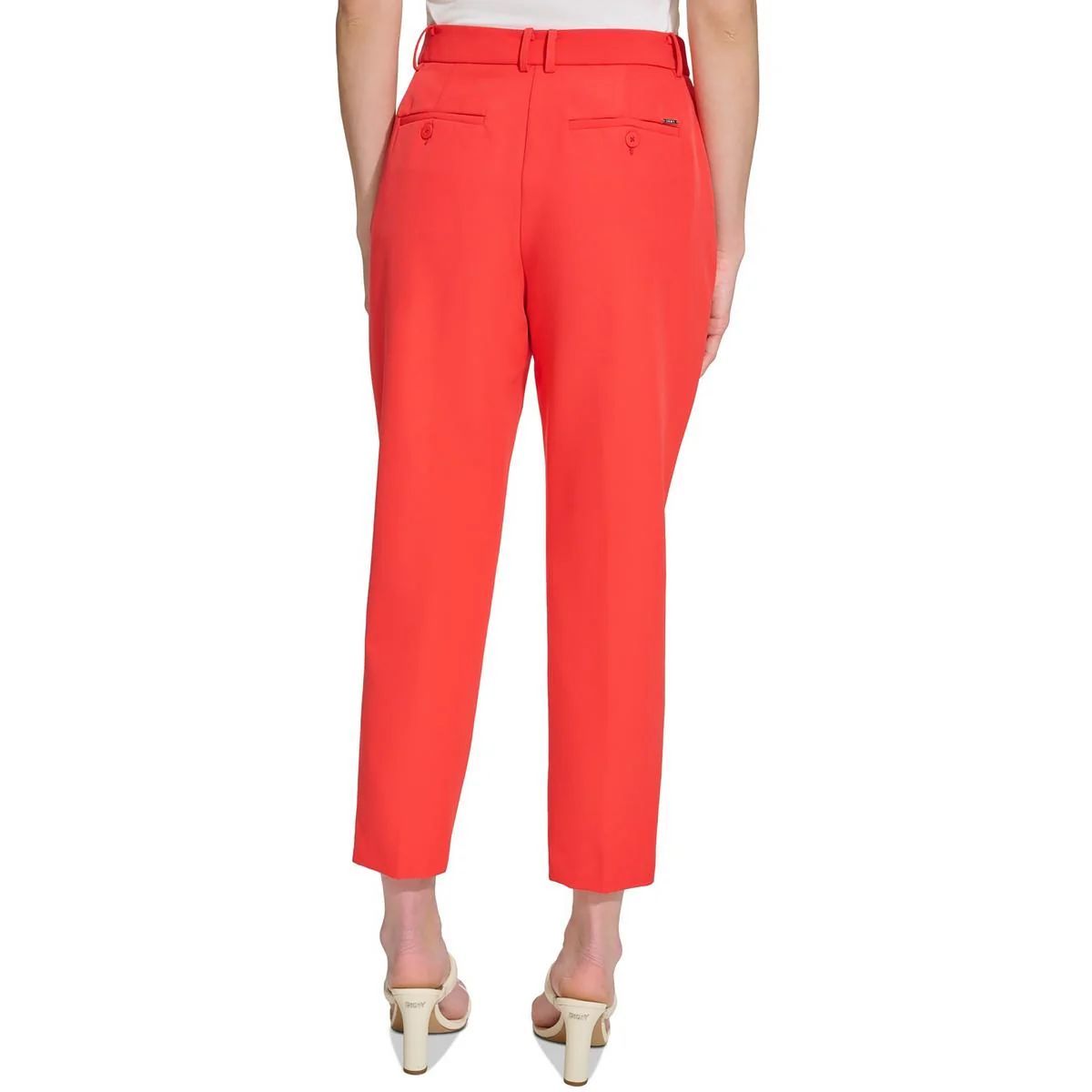 Womens Pleated Polyester Ankle Pants