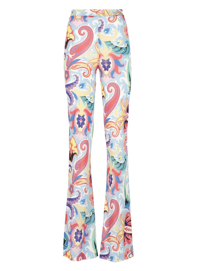 Multicolor Floral Pattern Viscose Pants