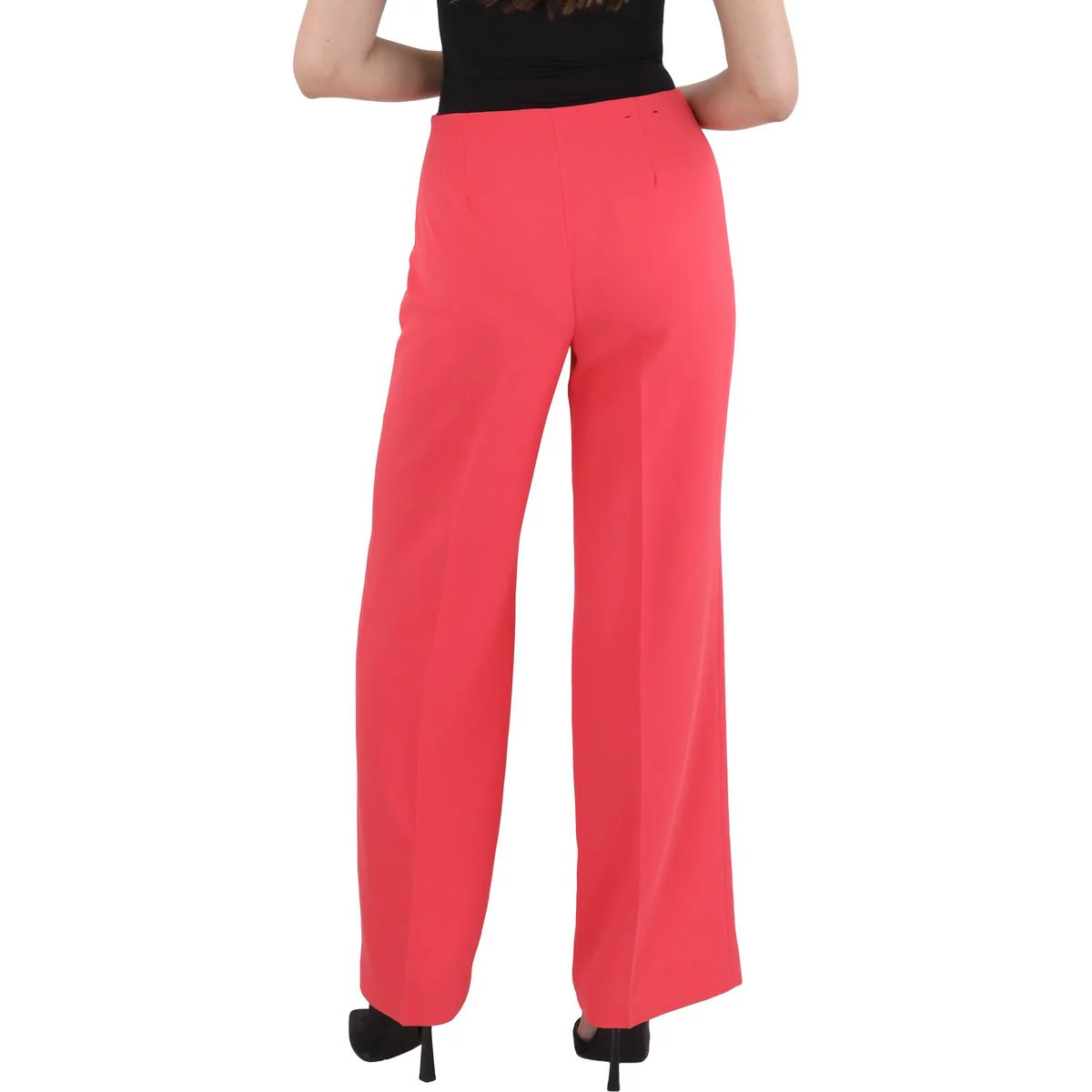 Womens Zipper Manmade Wide Leg Pants