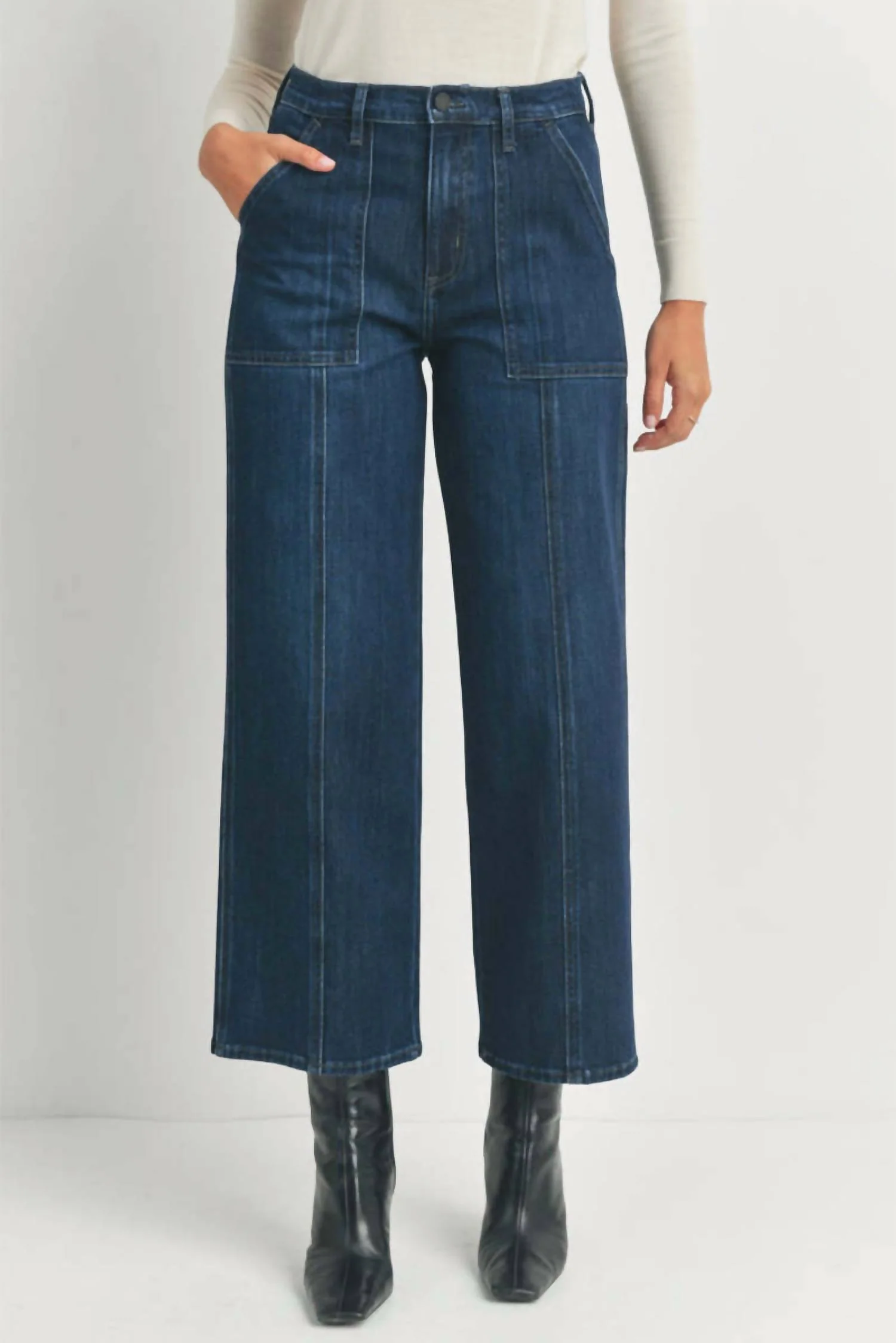 Utility Full Length Jeans In Dark Denim