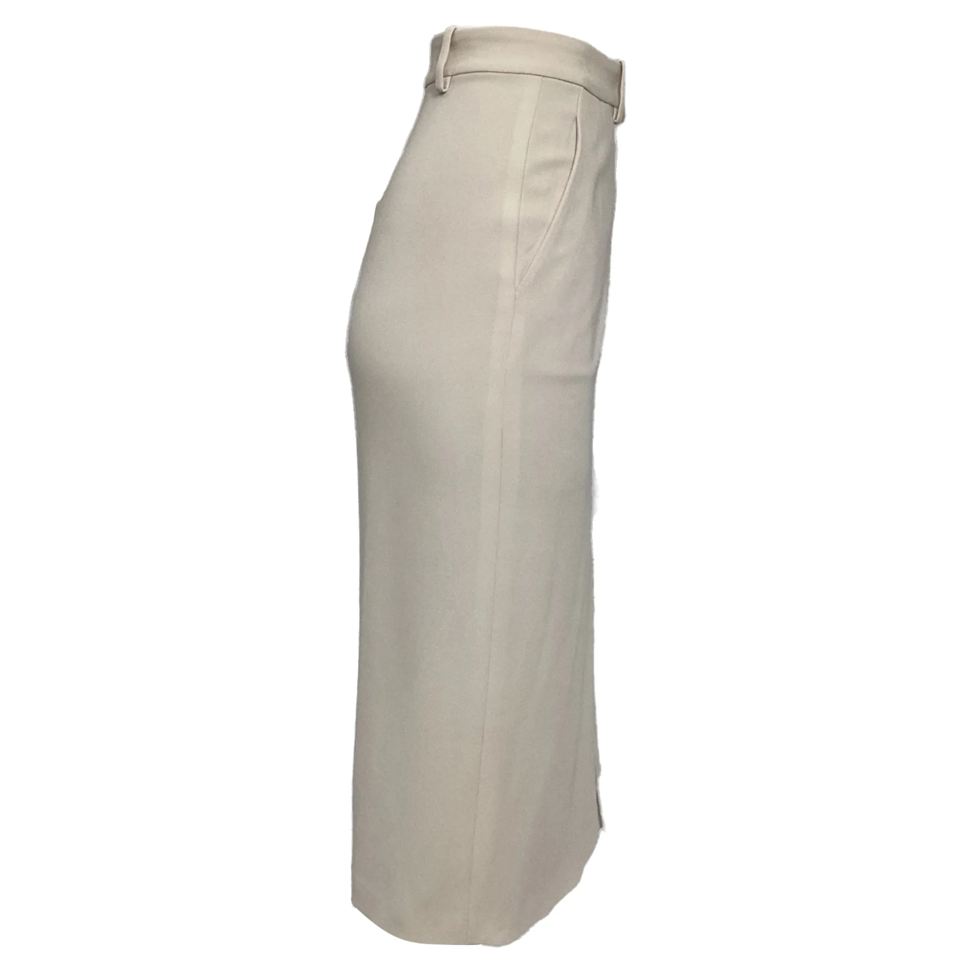 Theory Front Slit Midi Skirt in Cream Triacetate