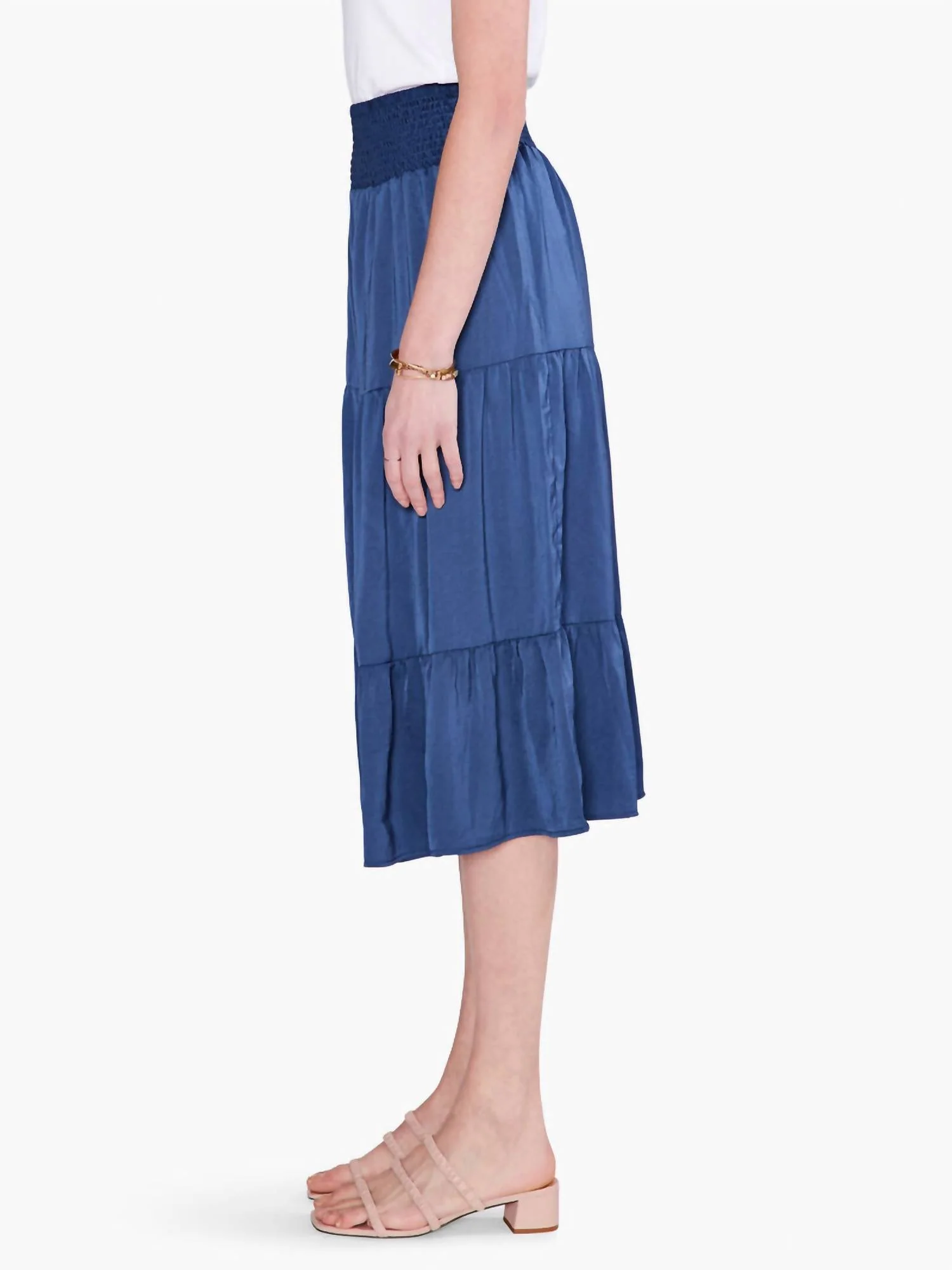 Soft Drape Tiered Skirt In Deep Ocean