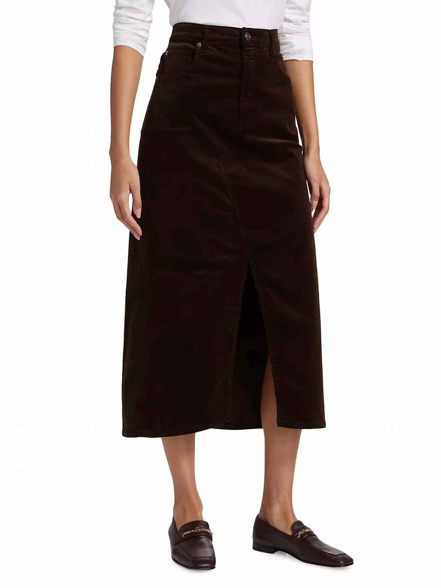 Corduroy Midaxi Skirt In Espresso