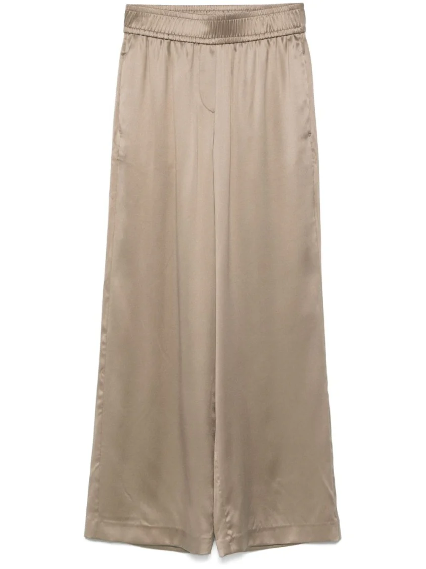Wide Leg Trousers In Sesame Beige