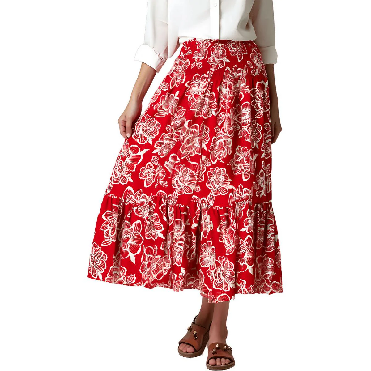 Siesta Key Beach Womens Printed Cotton Maxi Skirt