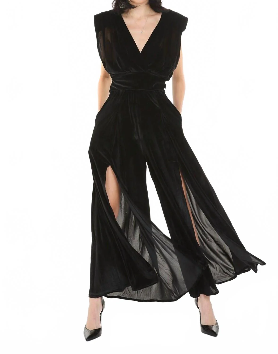 Velvet Top And Pant Set In Black