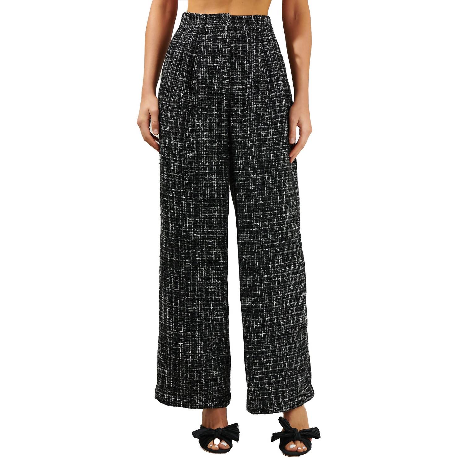 Adriella Tweed Wide Pants In Black Multi